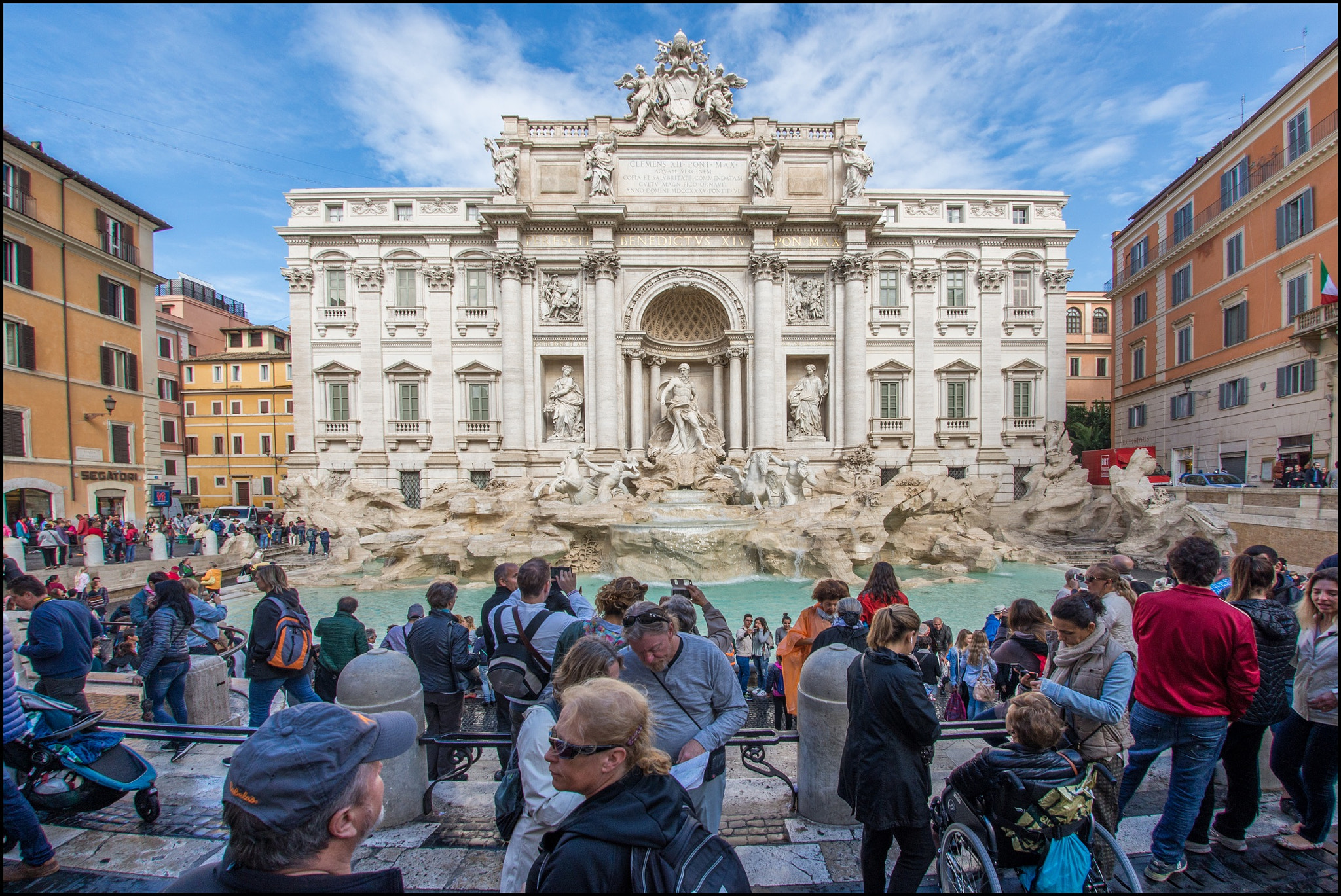 Nikon D610 + Sigma 15mm F2.8 EX DG Diagonal Fisheye sample photo. Trevi fountain photography