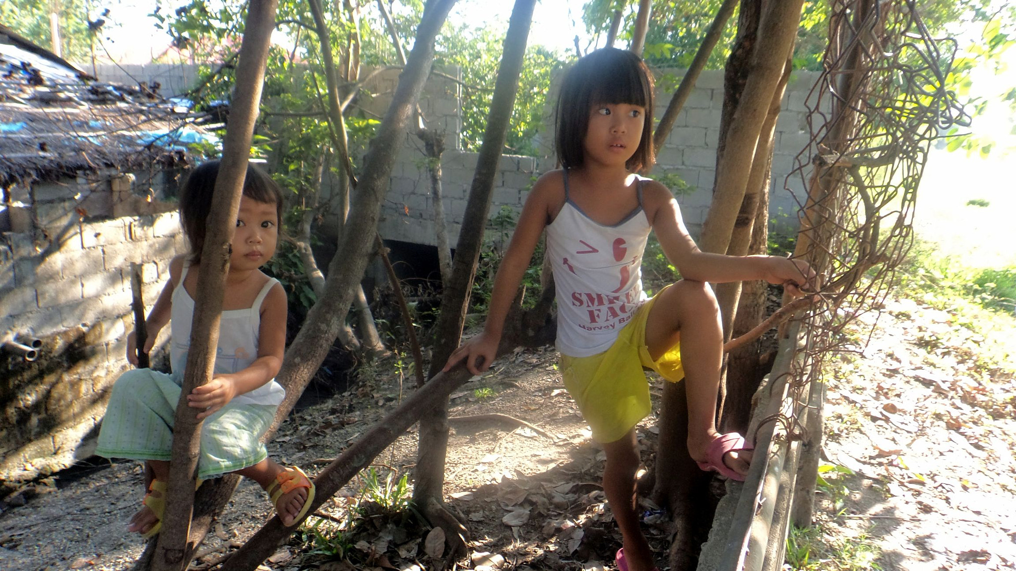 Sony Cyber-shot DSC-TF1 sample photo. Girls on fence photography