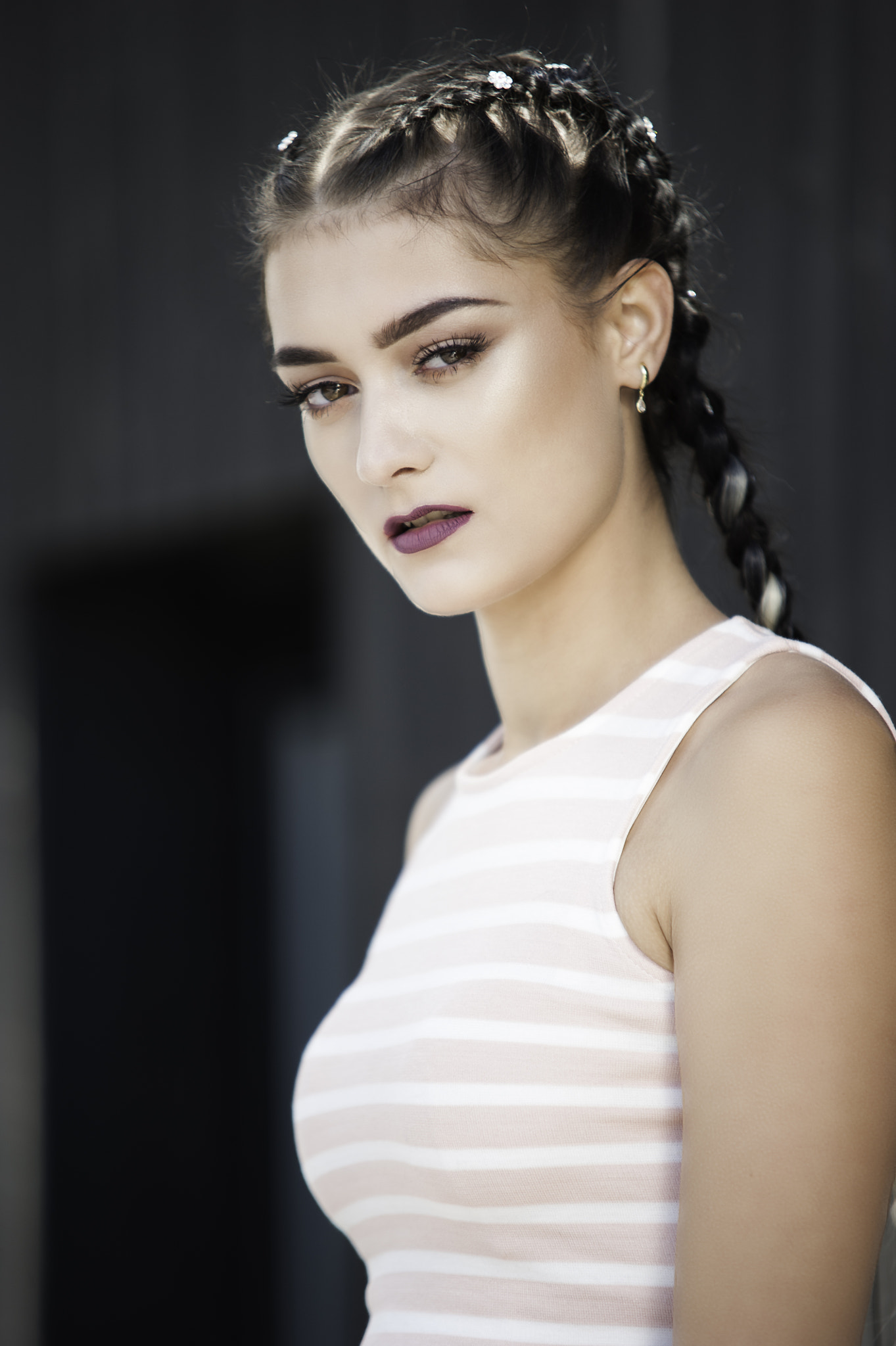 Sigma 70-200mm F2.8 EX DG Macro HSM II sample photo. Yasmin in stripes photography