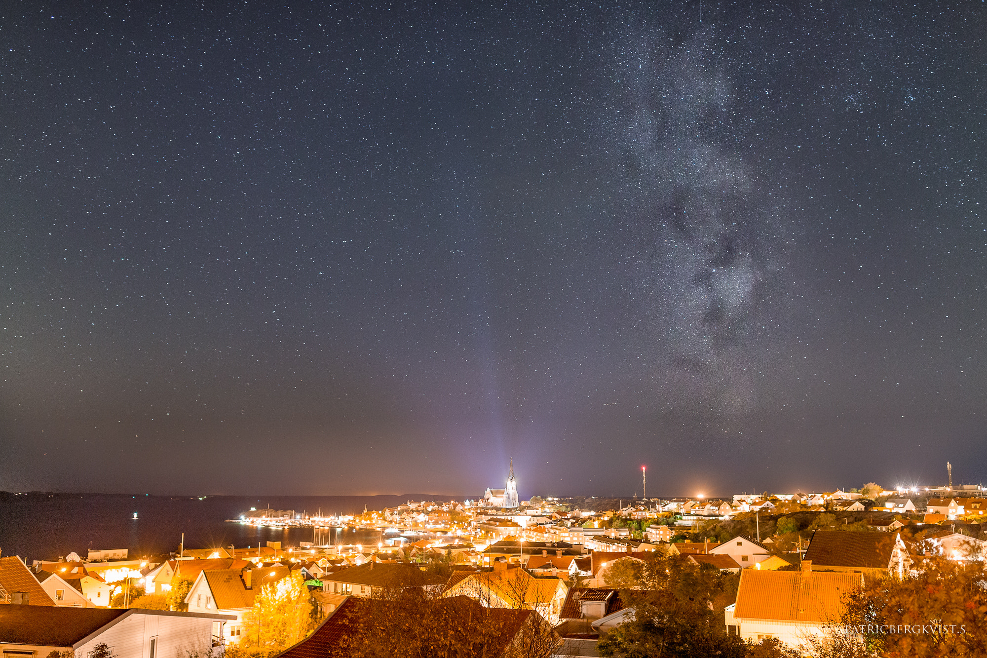 Canon EF 35mm F1.4L II USM sample photo. City under the milky way photography