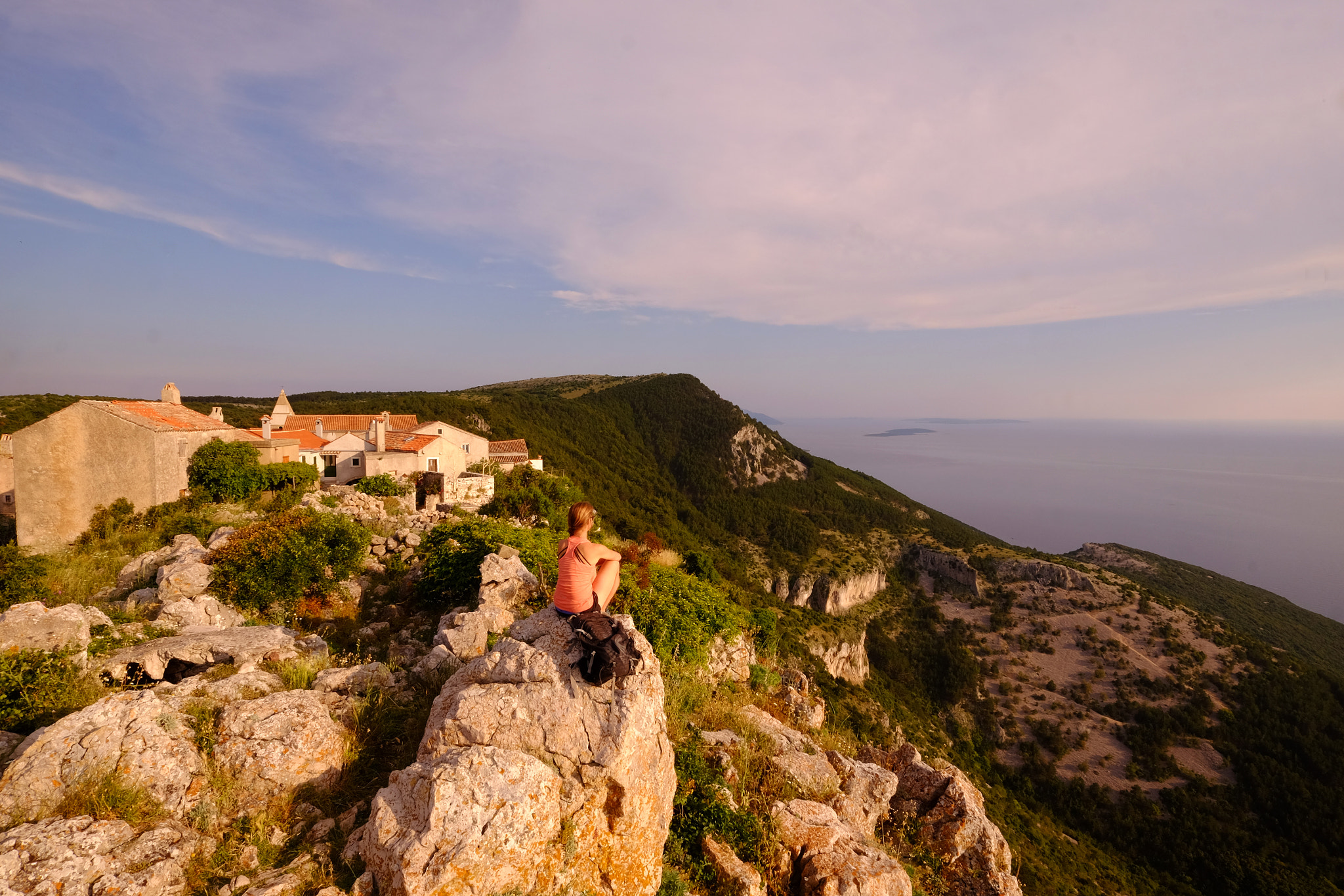 Fujifilm X-T1 sample photo. Woman hiking on island of cres, croatia photography