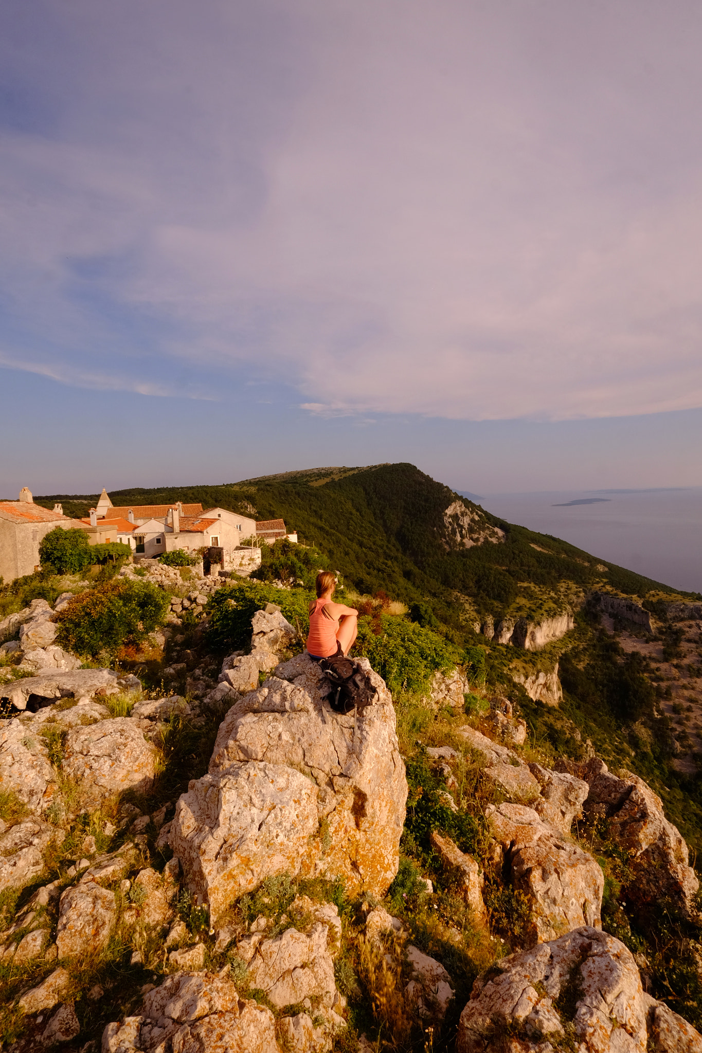 Fujifilm X-T1 sample photo. Woman hiking on island of cres, croatia photography