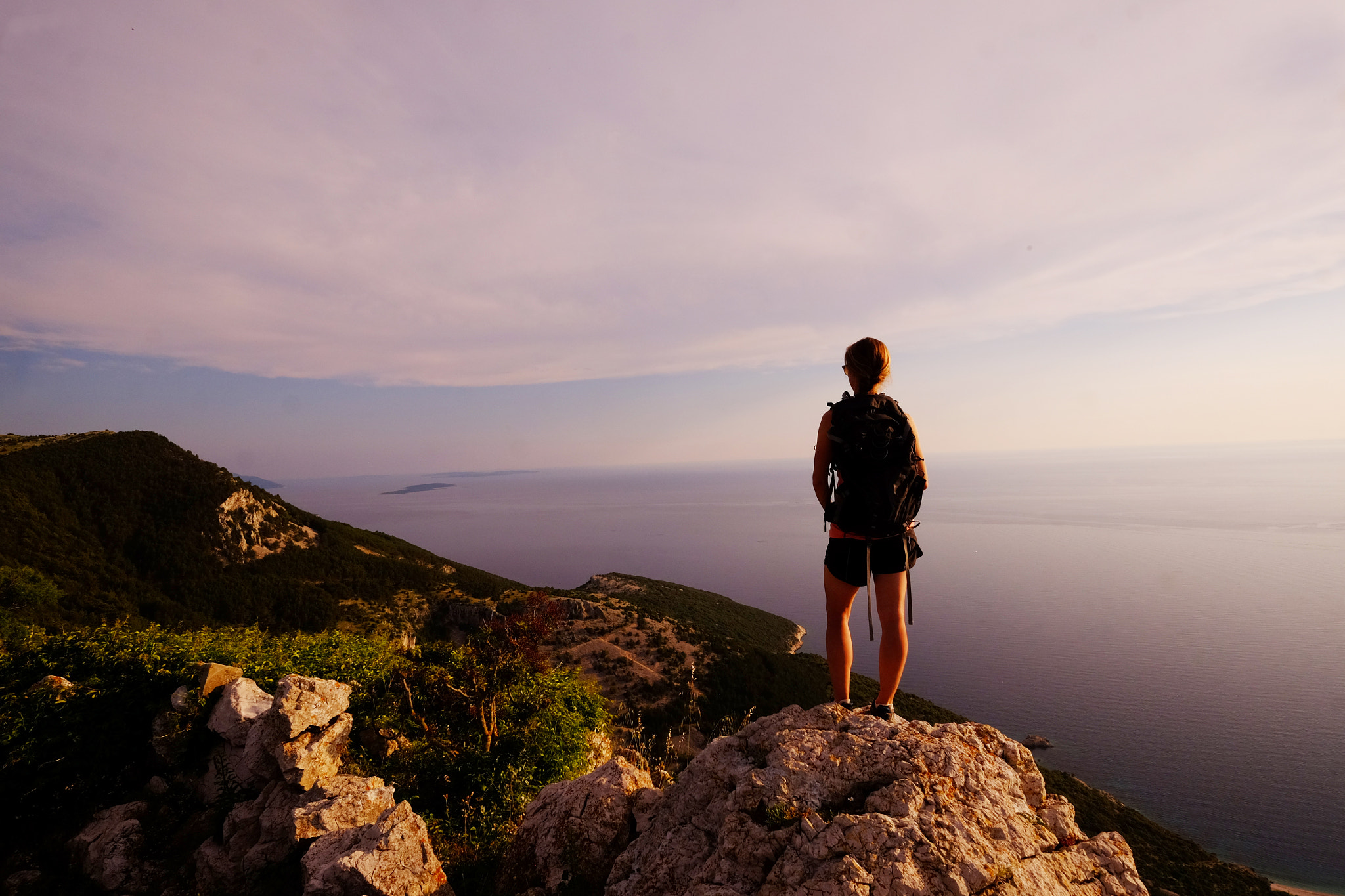 Fujifilm X-T1 sample photo. Woman hiking on island of cres, croatia photography