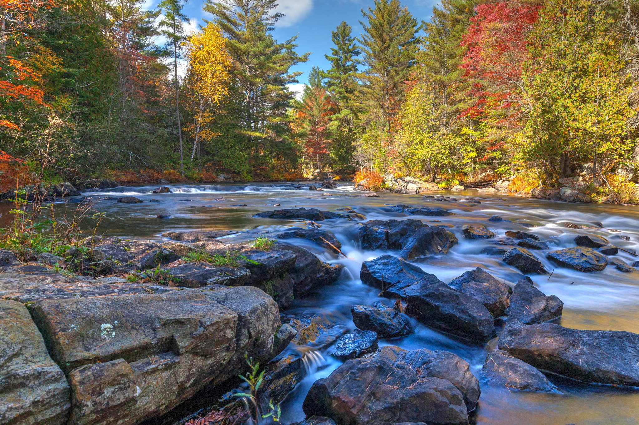 Canon EF 16-35mm F4L IS USM sample photo. Looking up river photography