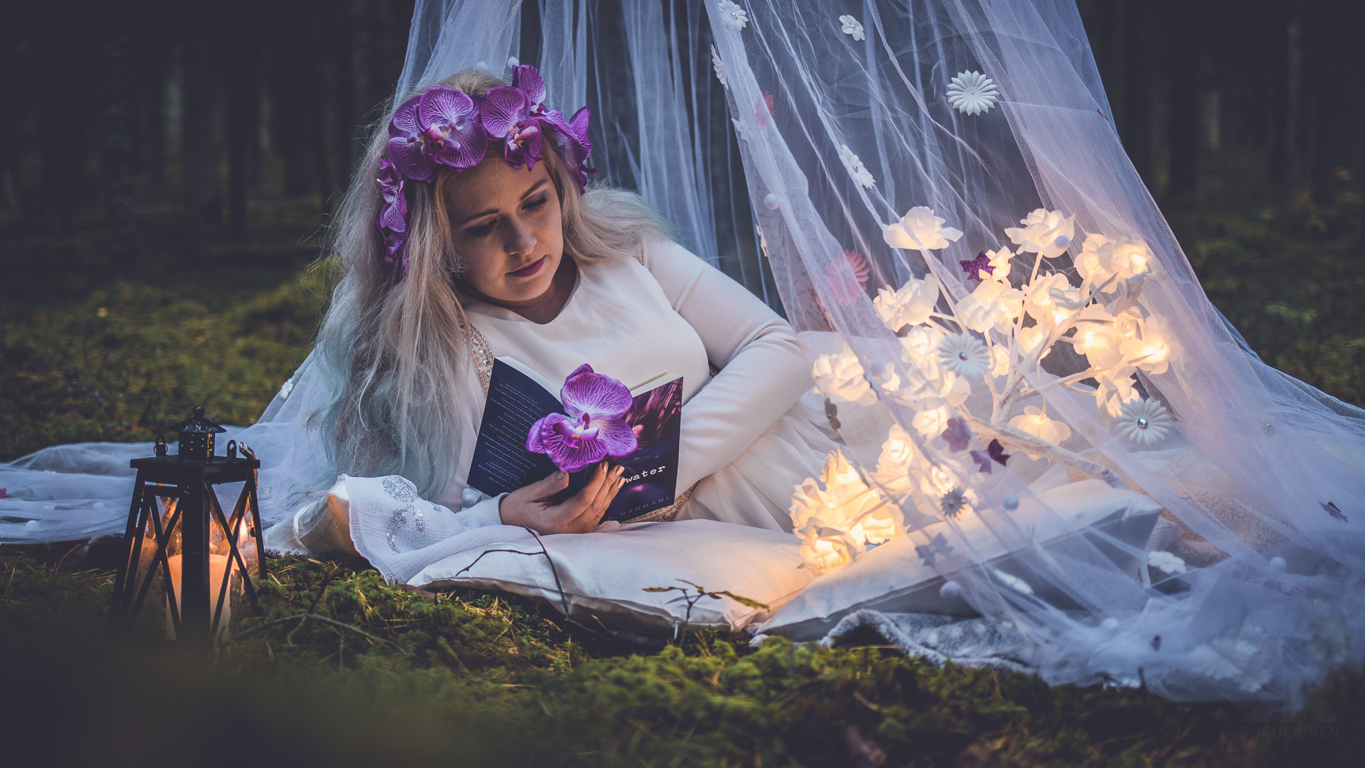Sony a6300 + Canon EF 35mm F2 IS USM sample photo. Book reading in the forrest photography