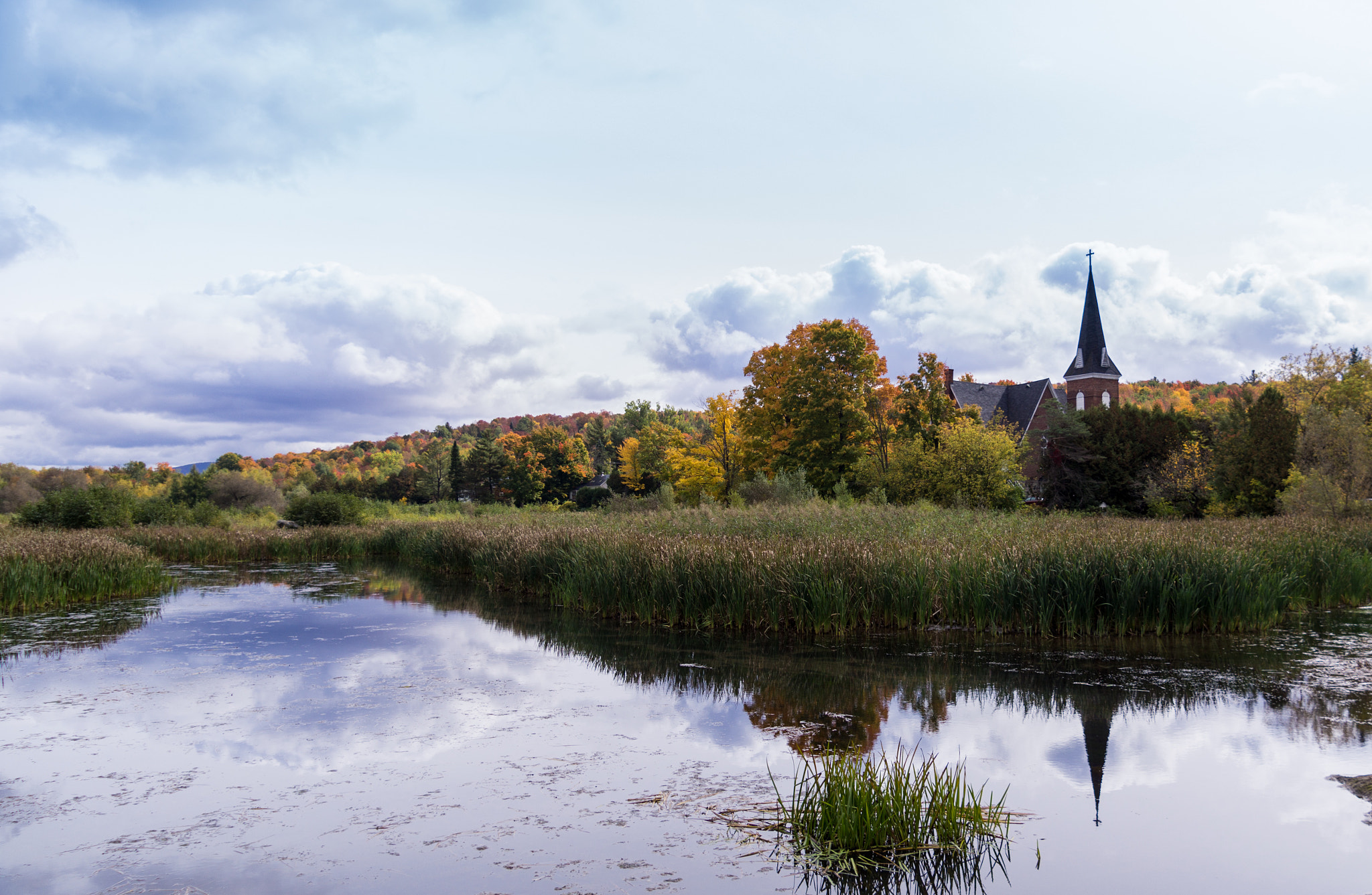 Sony SLT-A77 sample photo. Church reflection on the lake photography