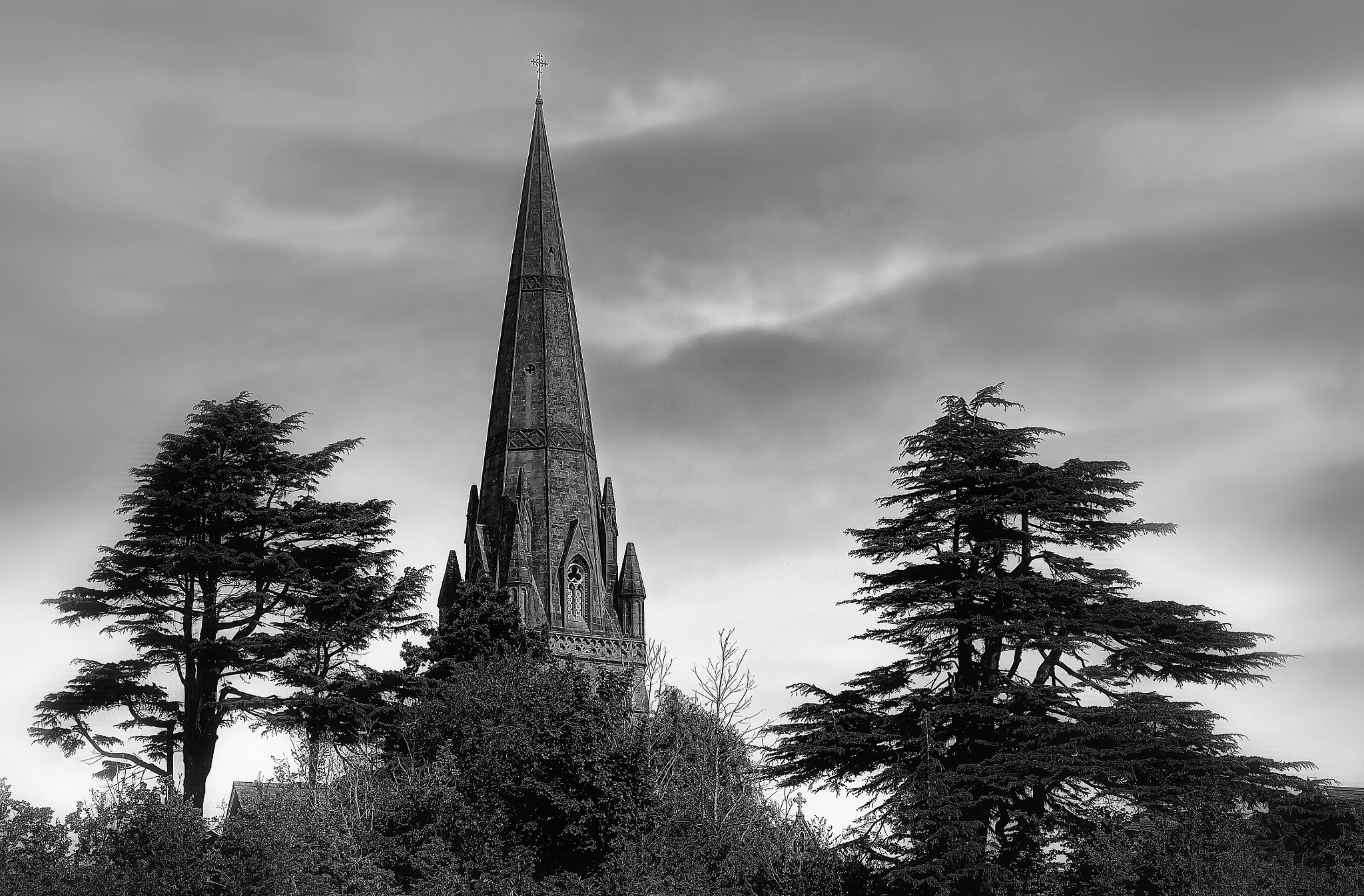 Fujifilm X-A2 + Fujifilm XC 50-230mm F4.5-6.7 OIS sample photo. Tall trees, taller church..... photography