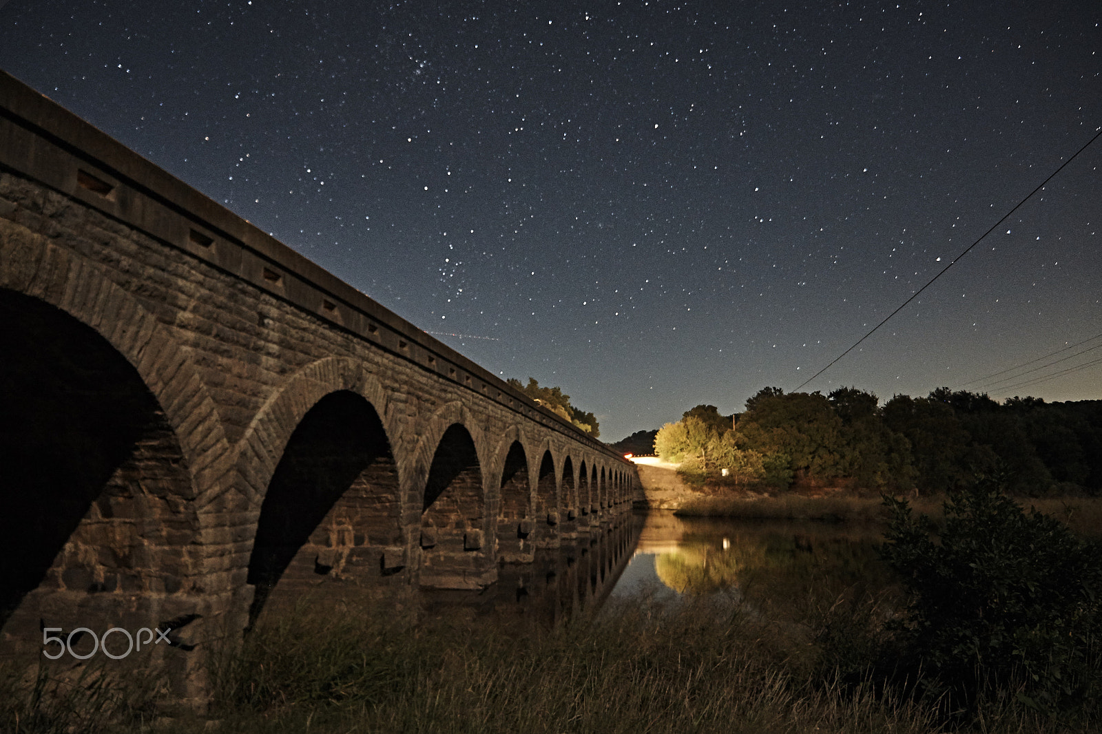 Sony a6000 + Sony E 18-55mm F3.5-5.6 OSS sample photo. Brazos bridge by moonlight photography