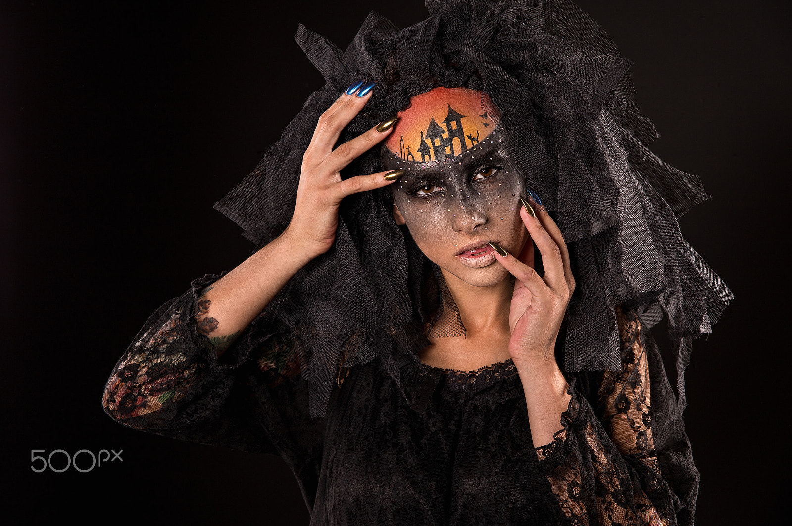 Canon EOS 6D + Canon EF 400mm f/2.8L sample photo. Scary halloween bride with concept scary makeup photography