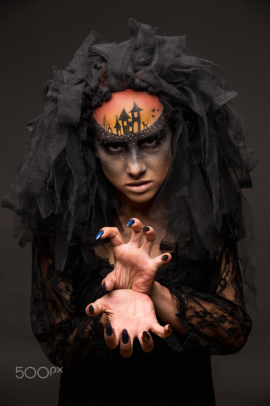 Canon EOS 6D + Canon EF 400mm f/2.8L sample photo. Scary halloween bride with concept scary makeup photography