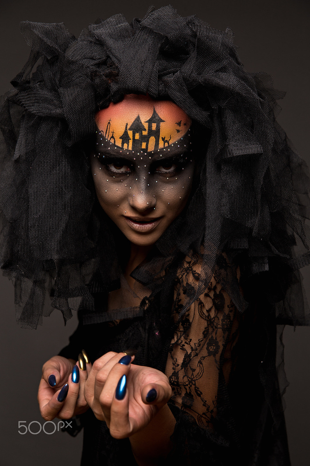 Canon EOS 6D + Canon EF 400mm f/2.8L sample photo. Scary halloween bride with concept scary makeup photography