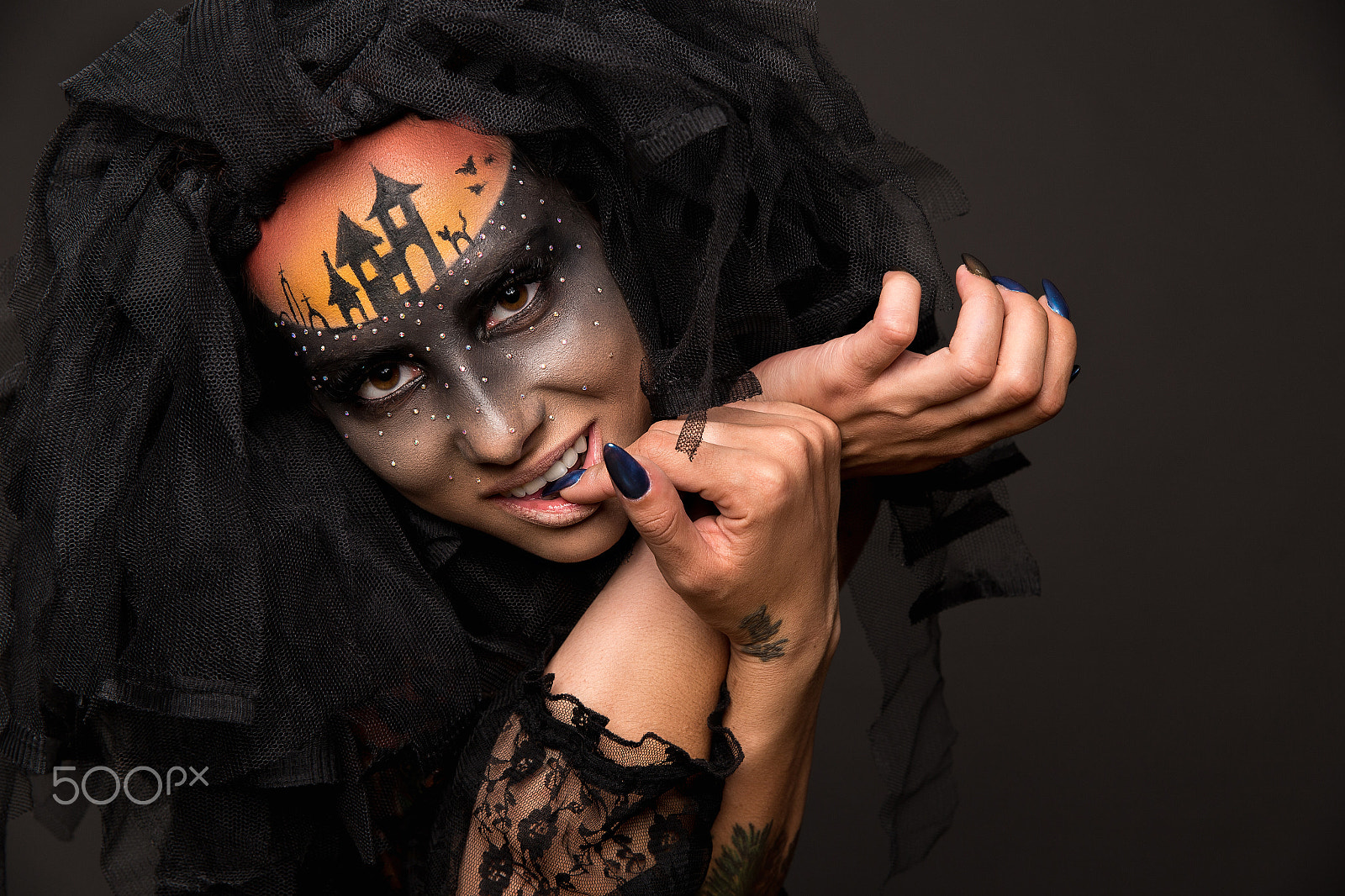 Canon EOS 6D + Canon EF 400mm f/2.8L sample photo. Scary halloween bride with concept scary makeup photography