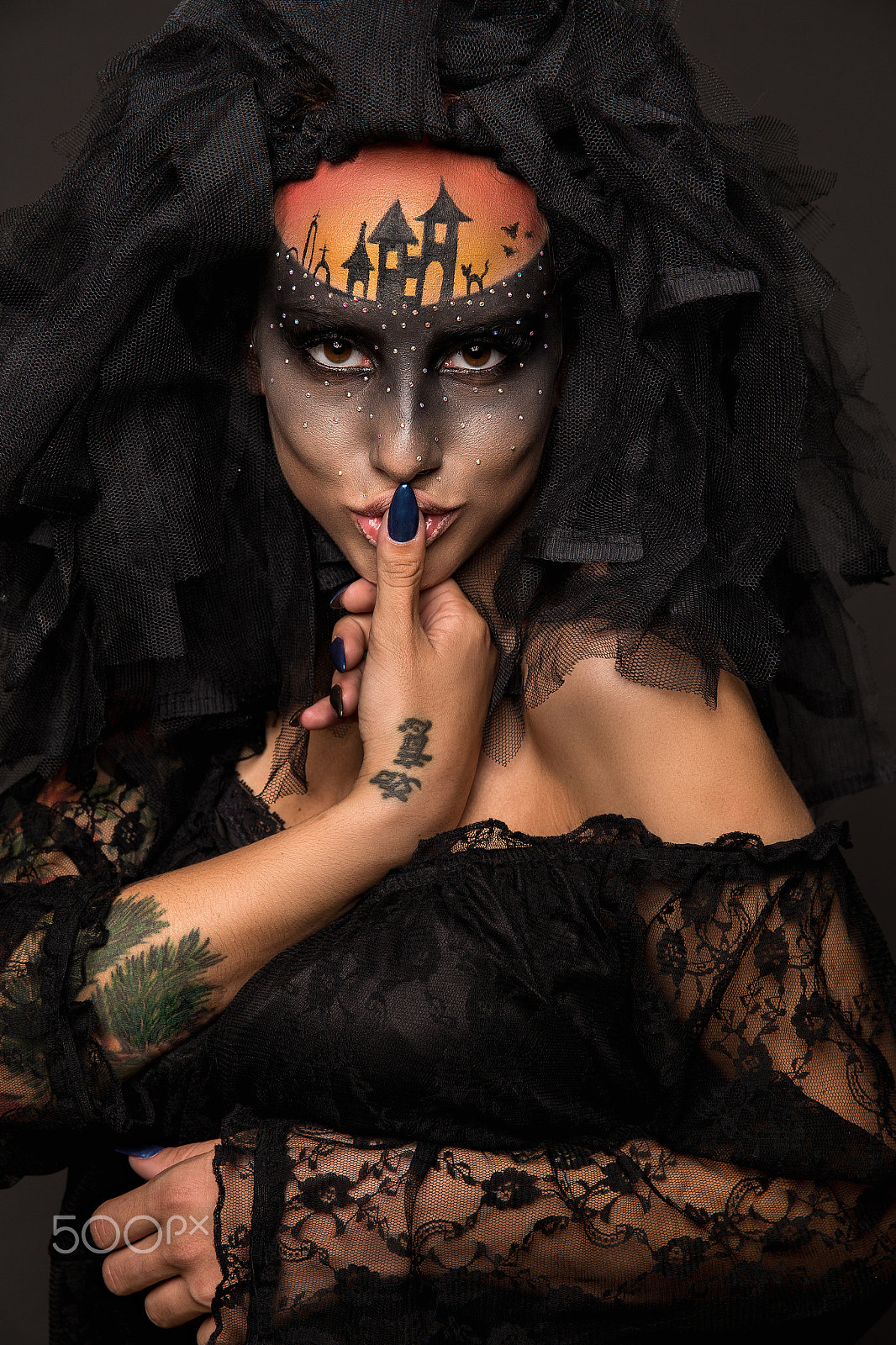 Canon EOS 6D + Canon EF 400mm f/2.8L sample photo. Scary halloween bride with concept scary makeup photography