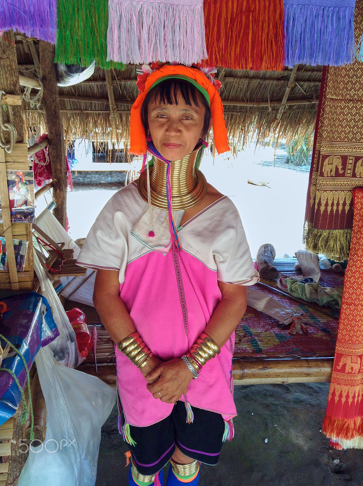 iPad mini back camera 3.3mm f/2.4 sample photo. Chiang mai, thailand - 4 february 2015: long-neck karen woman photography