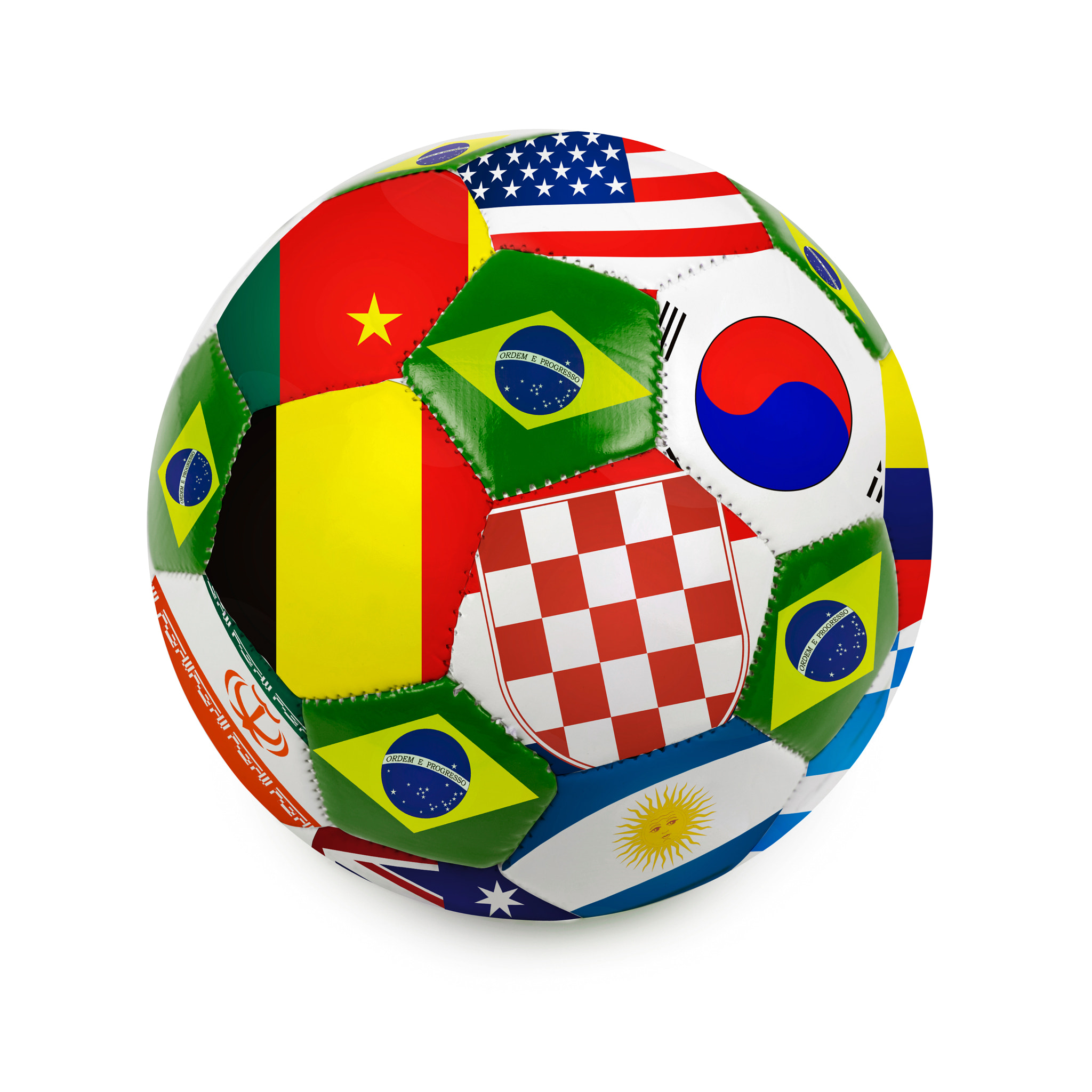 Soccer ball with brazilian flag