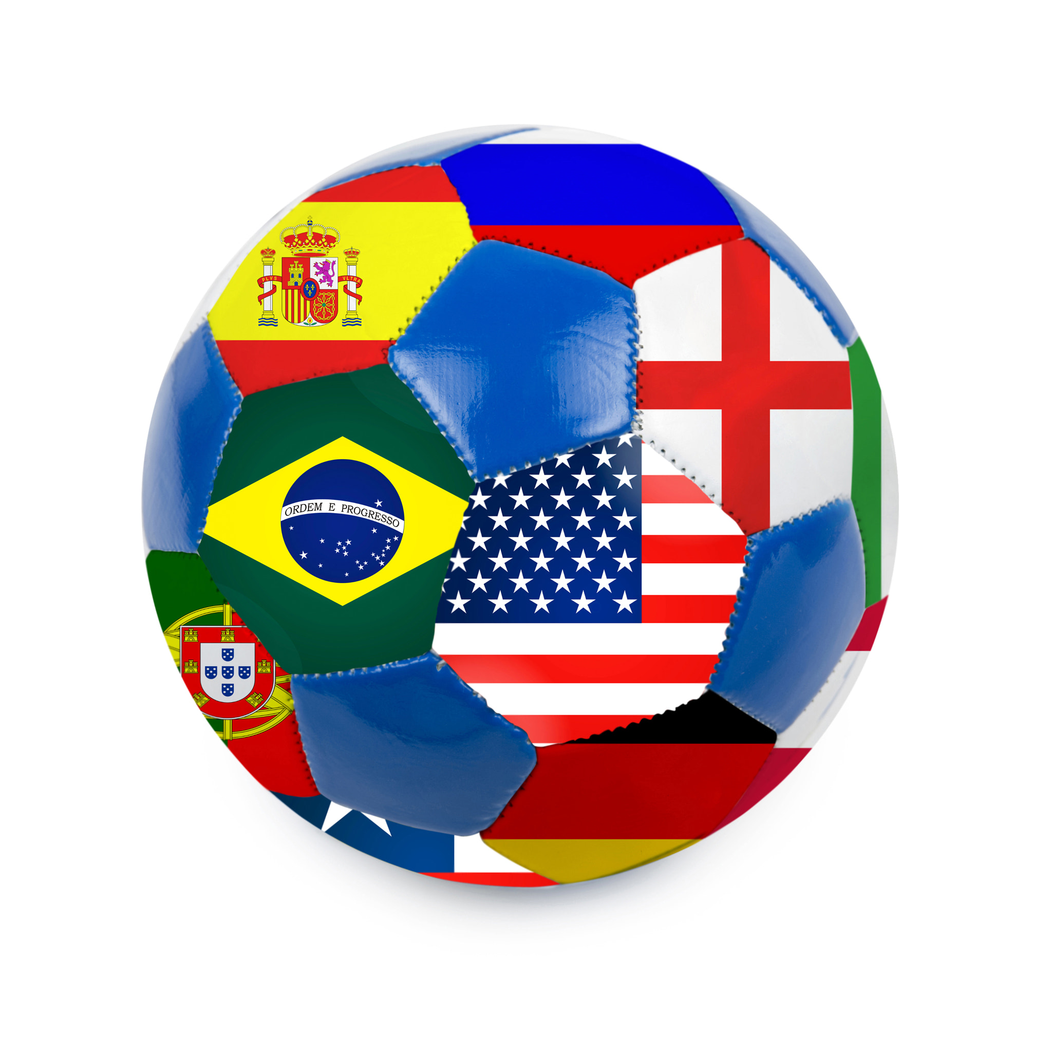 Soccer ball with brazilian flag