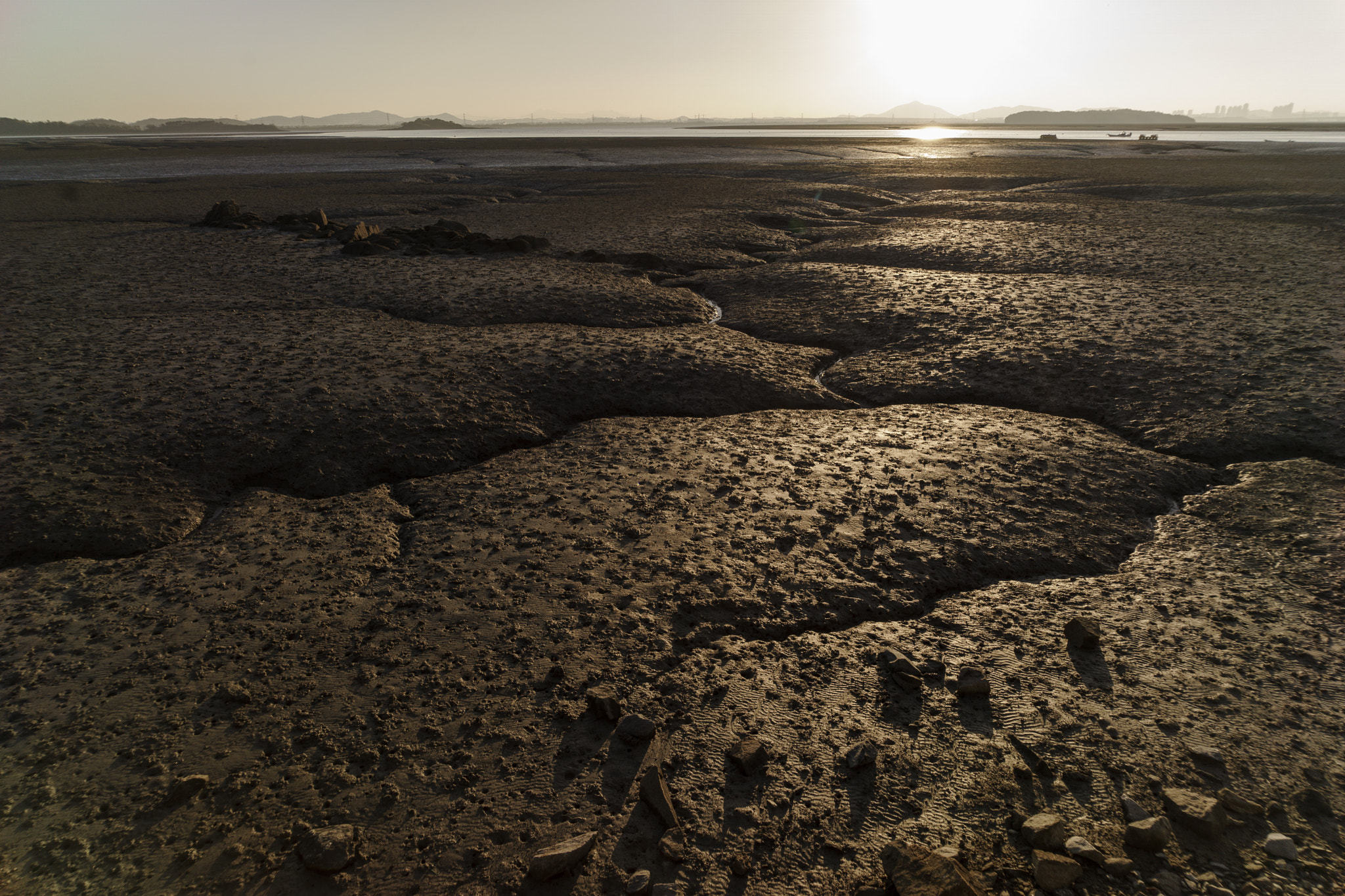 Sony a7 II sample photo. Mud flat shining with early morning light photography