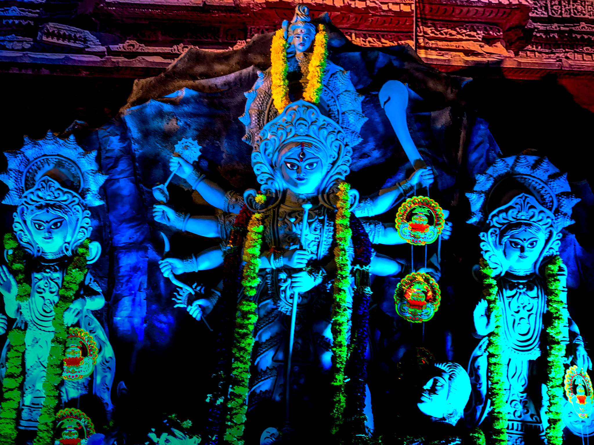 Apple iPhone 7 Plus sample photo. Durga devi pandal near kormangala photography
