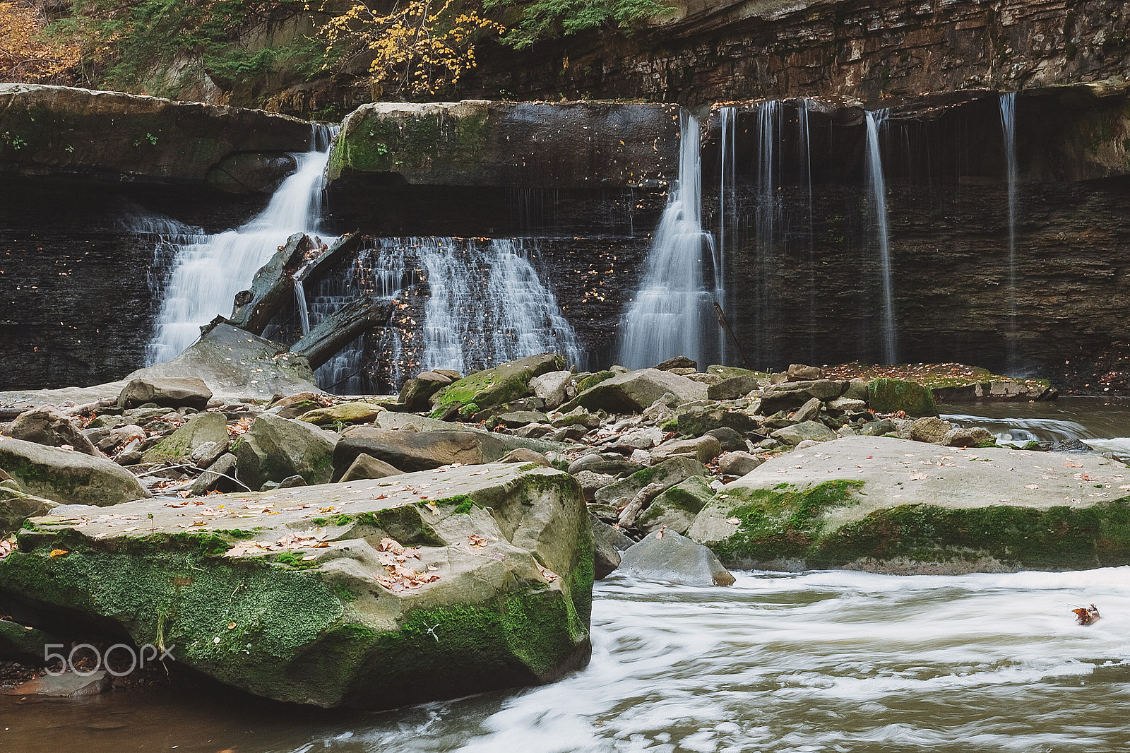 Canon EOS 30D + Canon EF-S 17-55mm F2.8 IS USM sample photo. Waterfall and mossy rocks photography