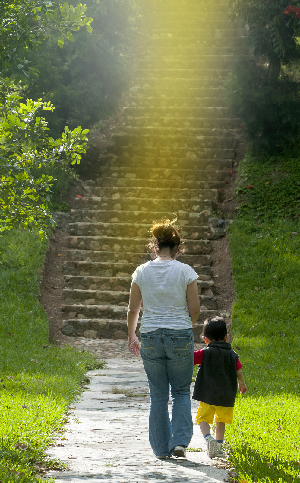 Nikon D200 sample photo. Child and his mother walking by rural countryside photography