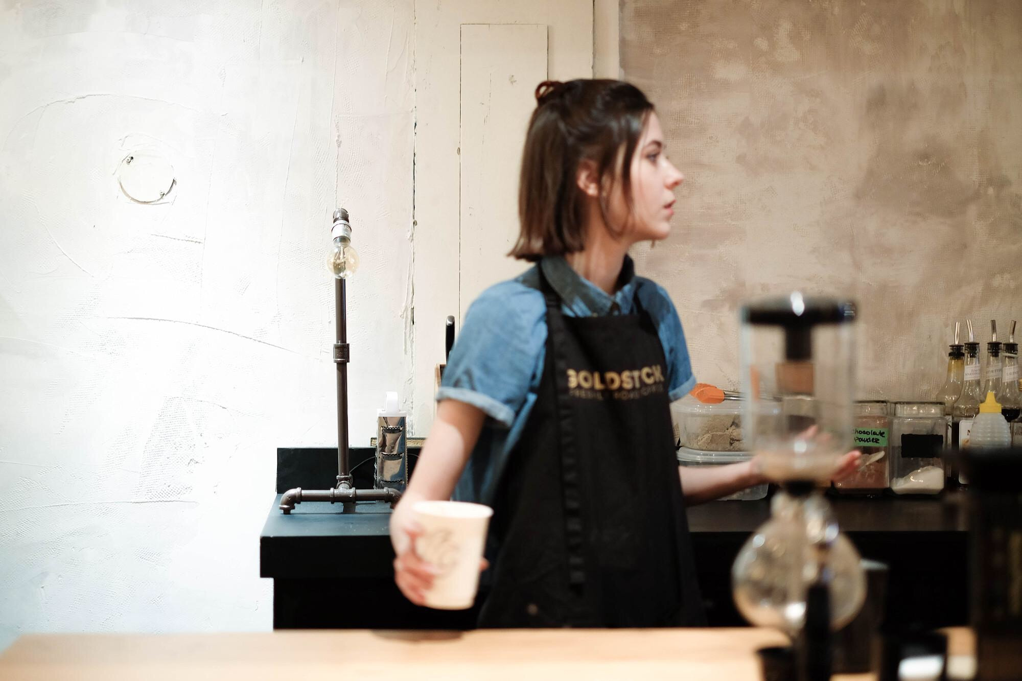 Met this girl at a newly opened Cafe, I asked if I could shoot her at work, then she said yes.