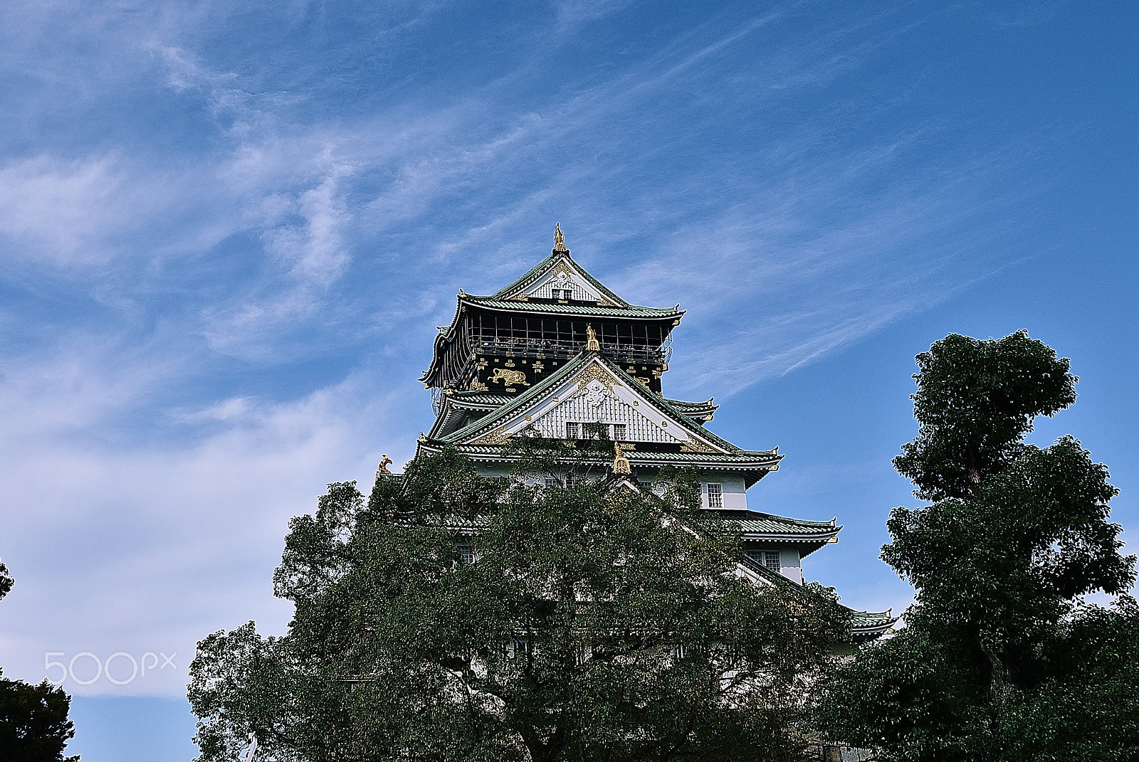 Nikon D200 + Nikon AF-S Nikkor 28-300mm F3.5-5.6G ED VR sample photo. Osaka castle in autumn photography