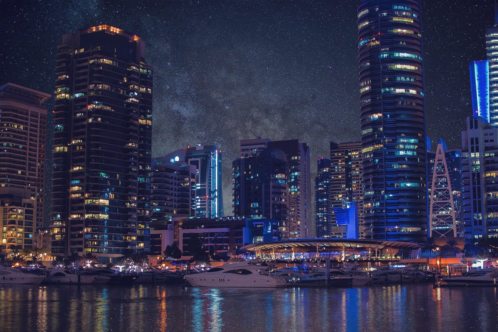 Nikon AF-S DX Nikkor 35mm F1.8G sample photo. One starry night, overlooking the dubai yacht club.... photography