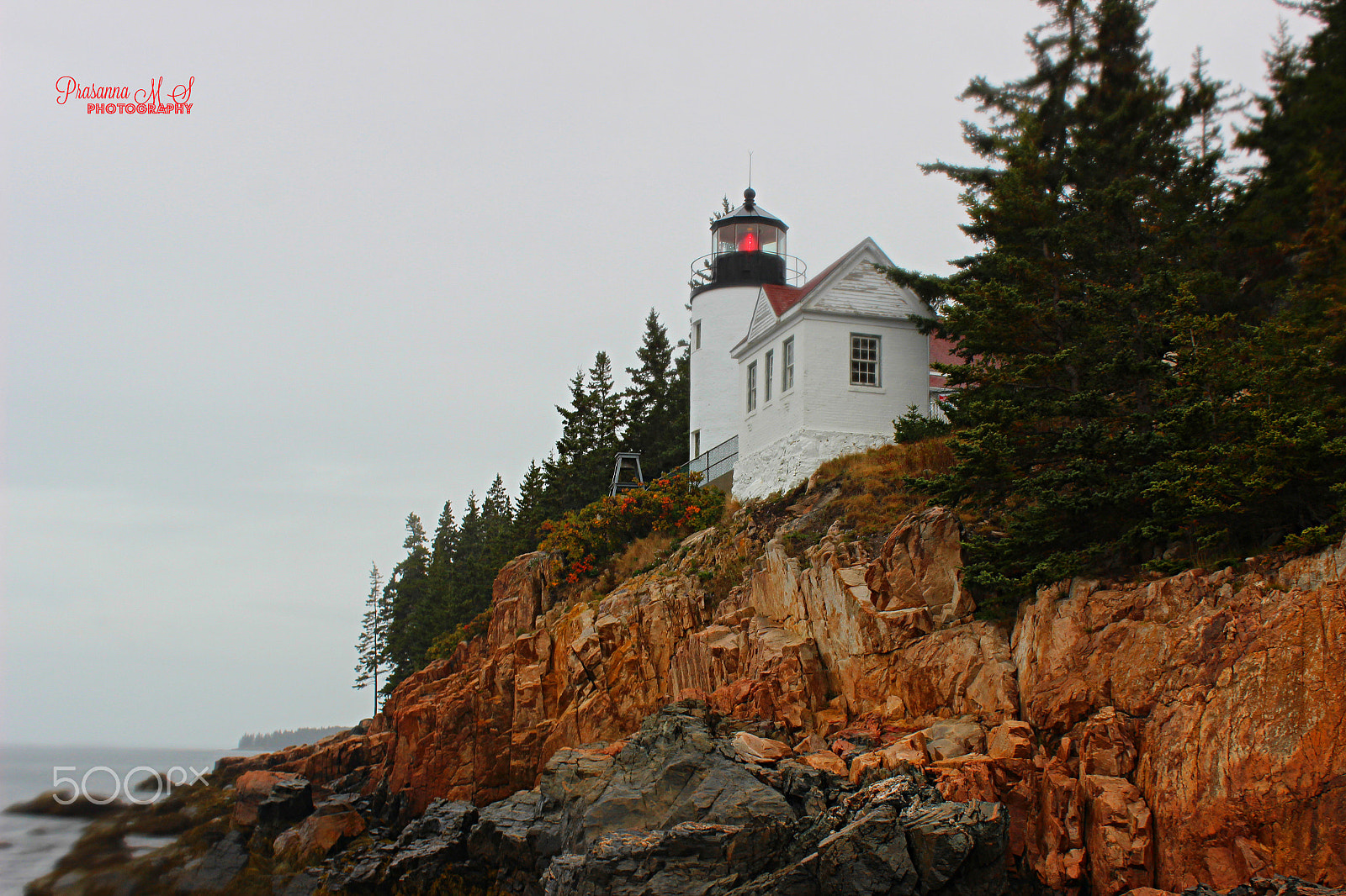 18.0 - 55.0 mm sample photo. Bass harbor lighthouse - rainy morning photography