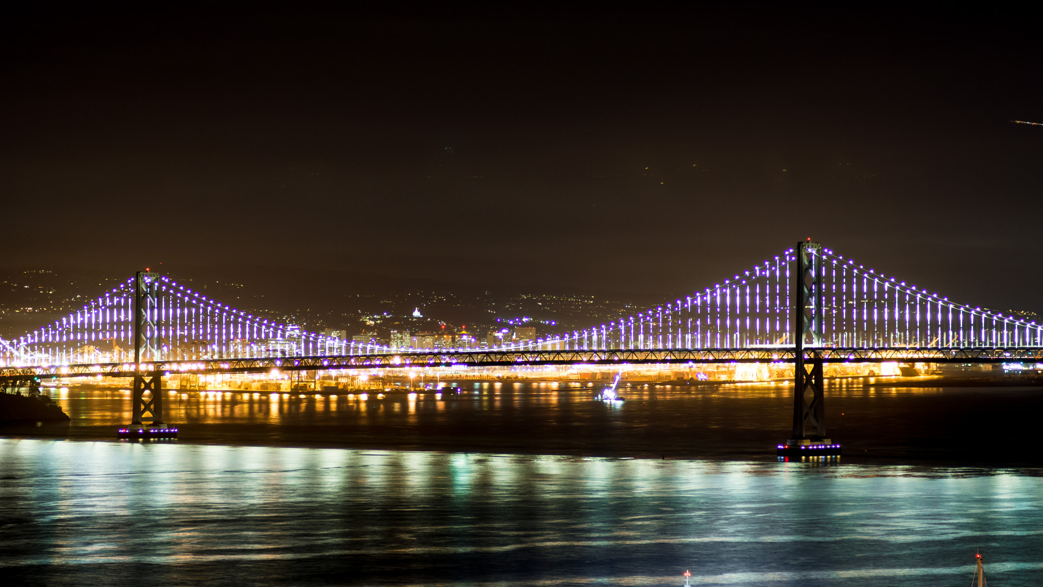 Nikon AF-Nikkor 80-200mm F2.8D ED sample photo. Bay bridge illuminated photography