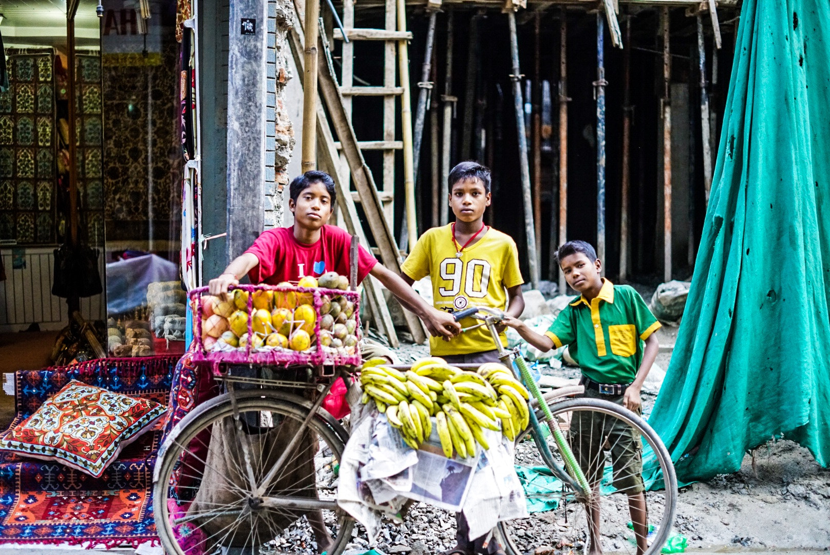 E 50mm F2 sample photo. Children connect the people on the streets of kath ... photography