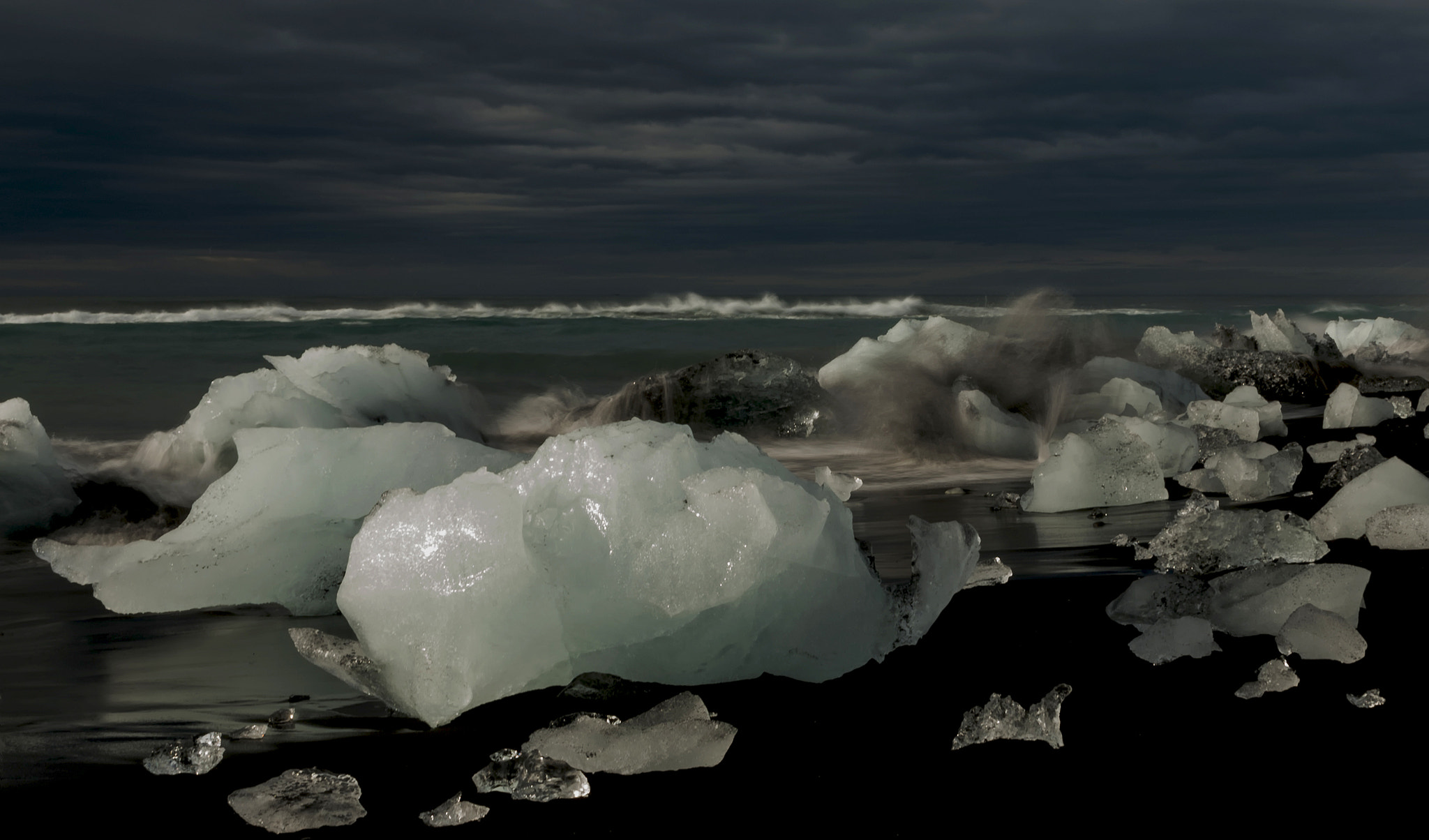 Nikon AF-S Nikkor 28-70mm F2.8 ED-IF sample photo. Black lava beach, ice . . . photography