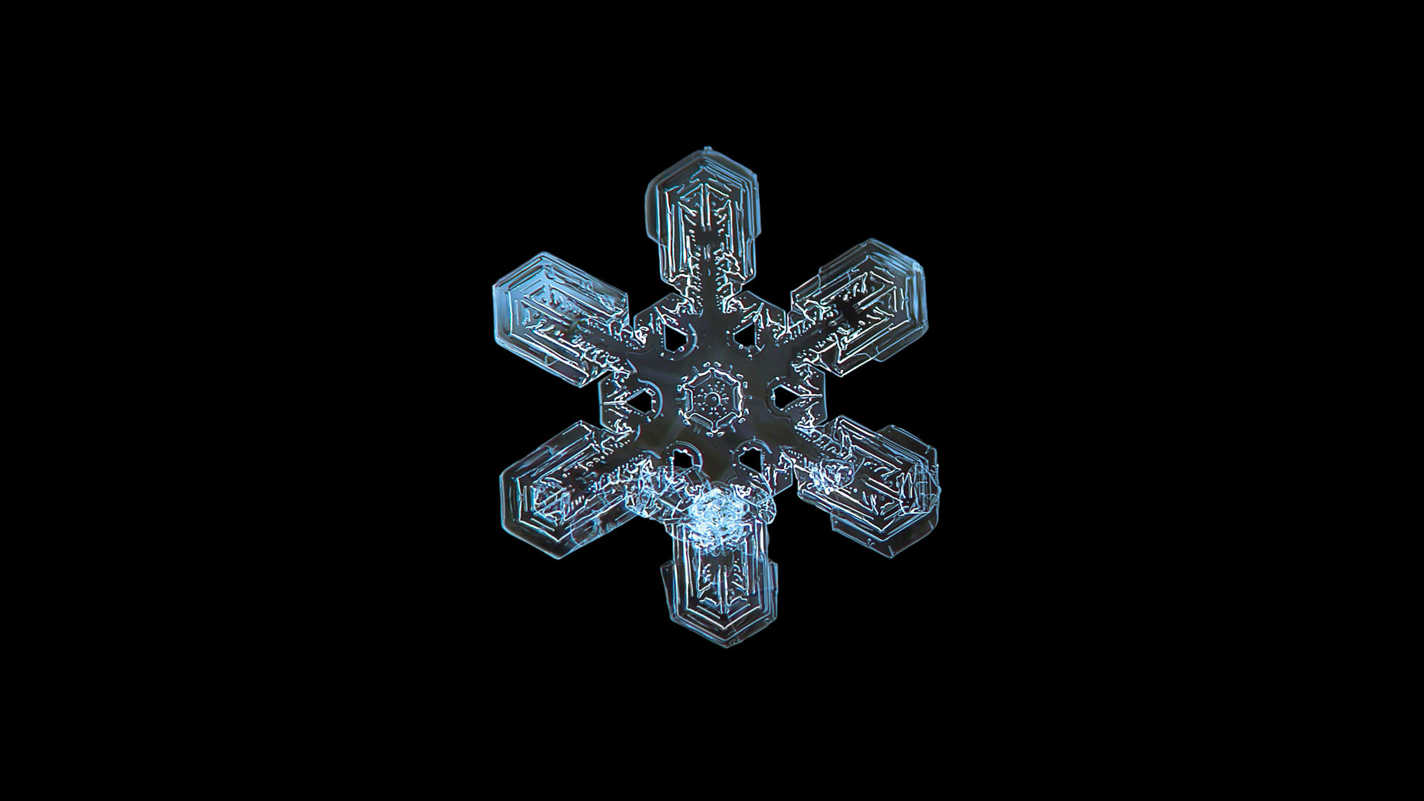 Canon POWERSHOT A650 IS sample photo. Snowflake isolated on black background photography