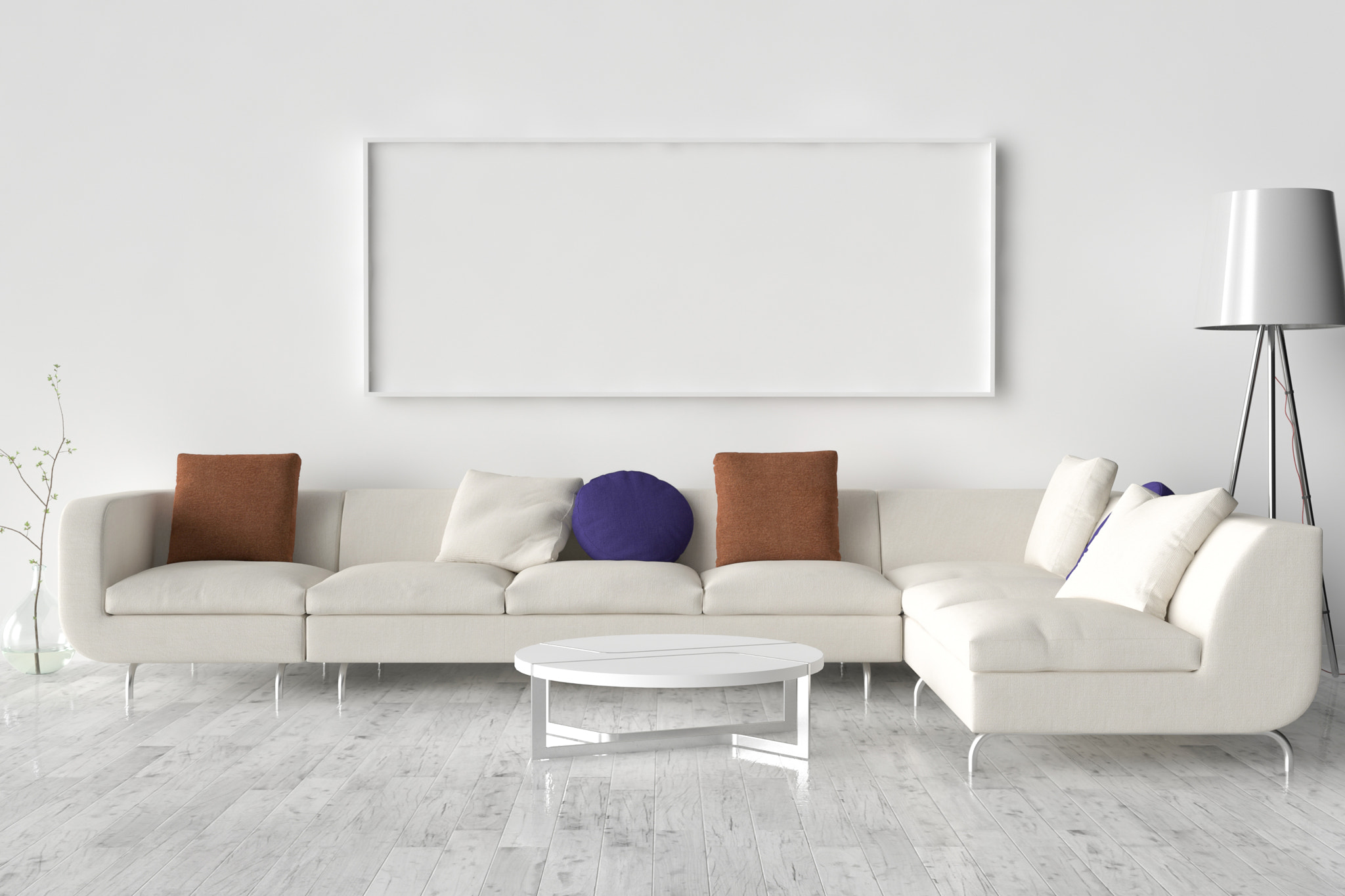 Blank Picture frame on the wall. Place your creation in this empty space