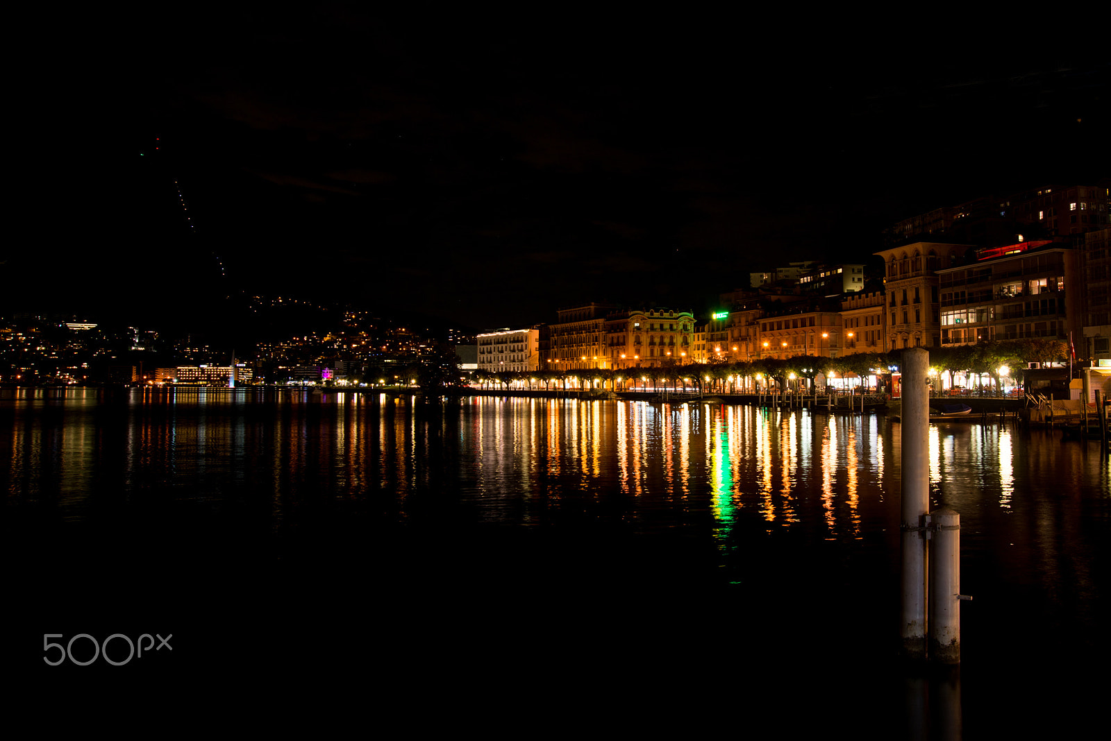 Nikon D800E + Nikon AF Nikkor 24-85mm F2.8-4D IF sample photo. Lugano by night photography
