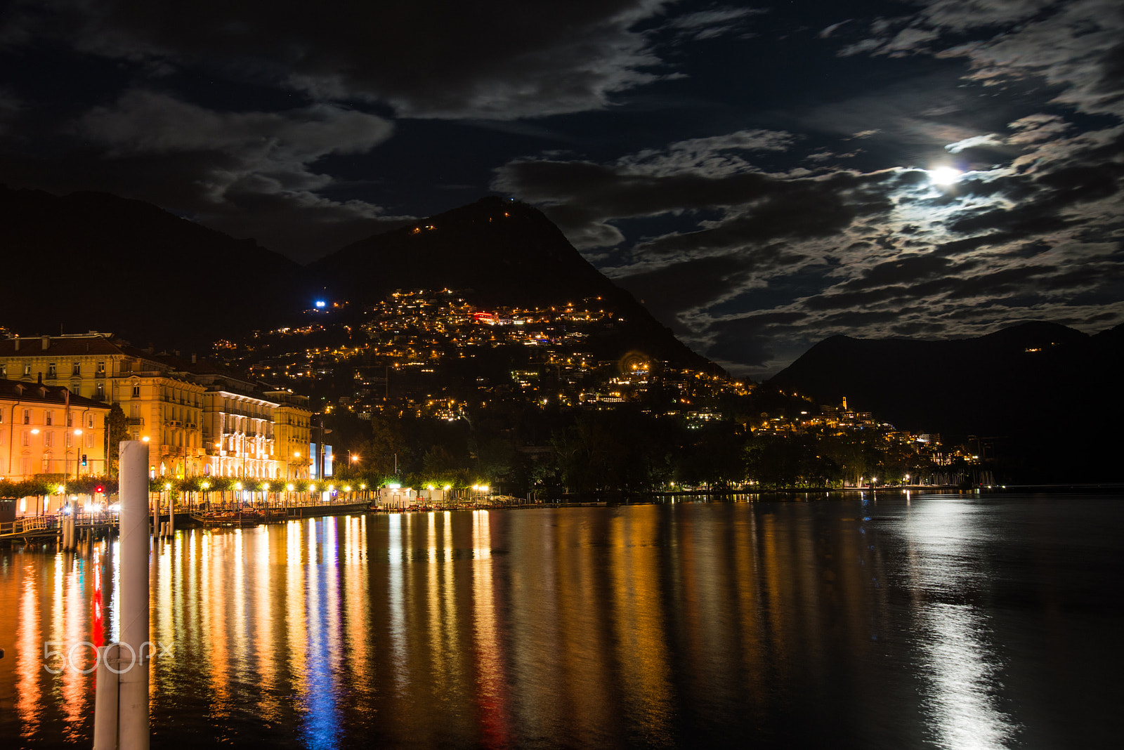 Nikon D800E + Nikon AF Nikkor 24-85mm F2.8-4D IF sample photo. Lugano by night photography