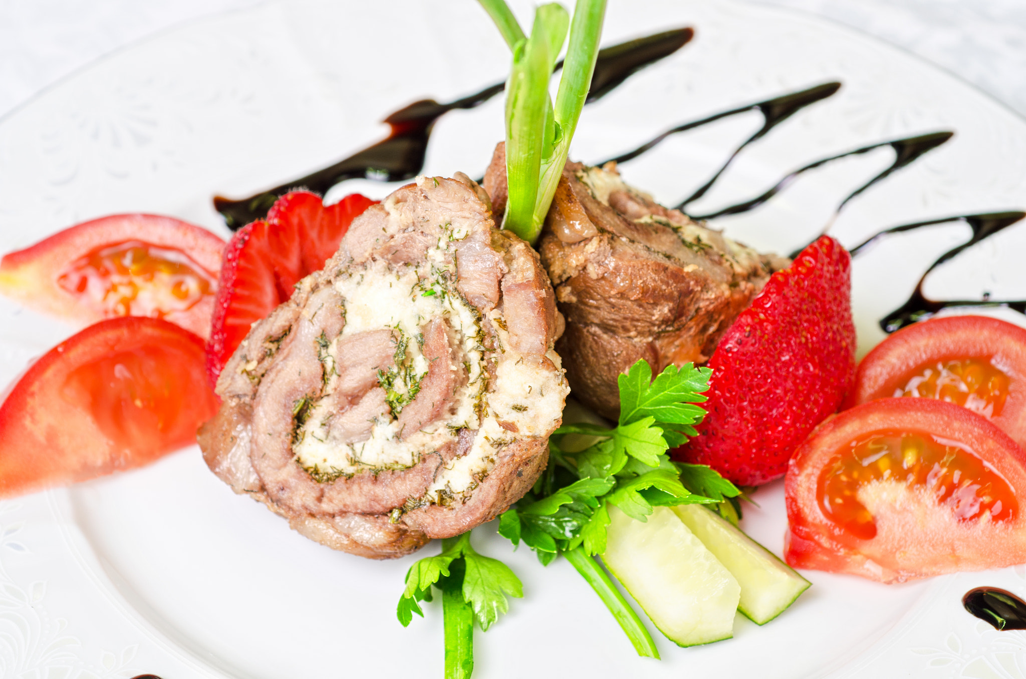 Nikon D7000 + Nikon AF Micro-Nikkor 60mm F2.8D sample photo. Pork rolls with vegetables photography