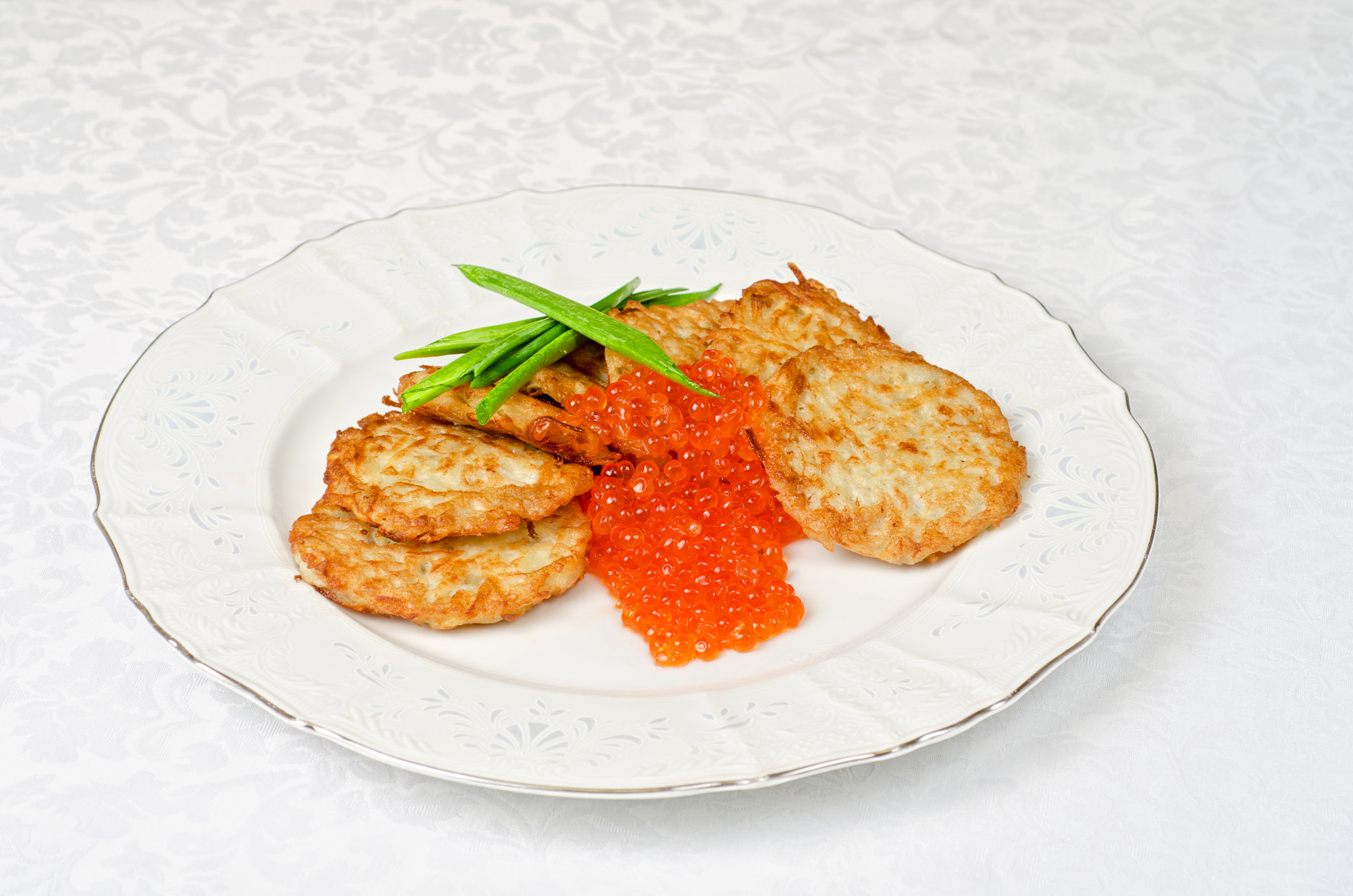 Nikon D7000 + Nikon AF Micro-Nikkor 60mm F2.8D sample photo. Pancakes with red caviar photography