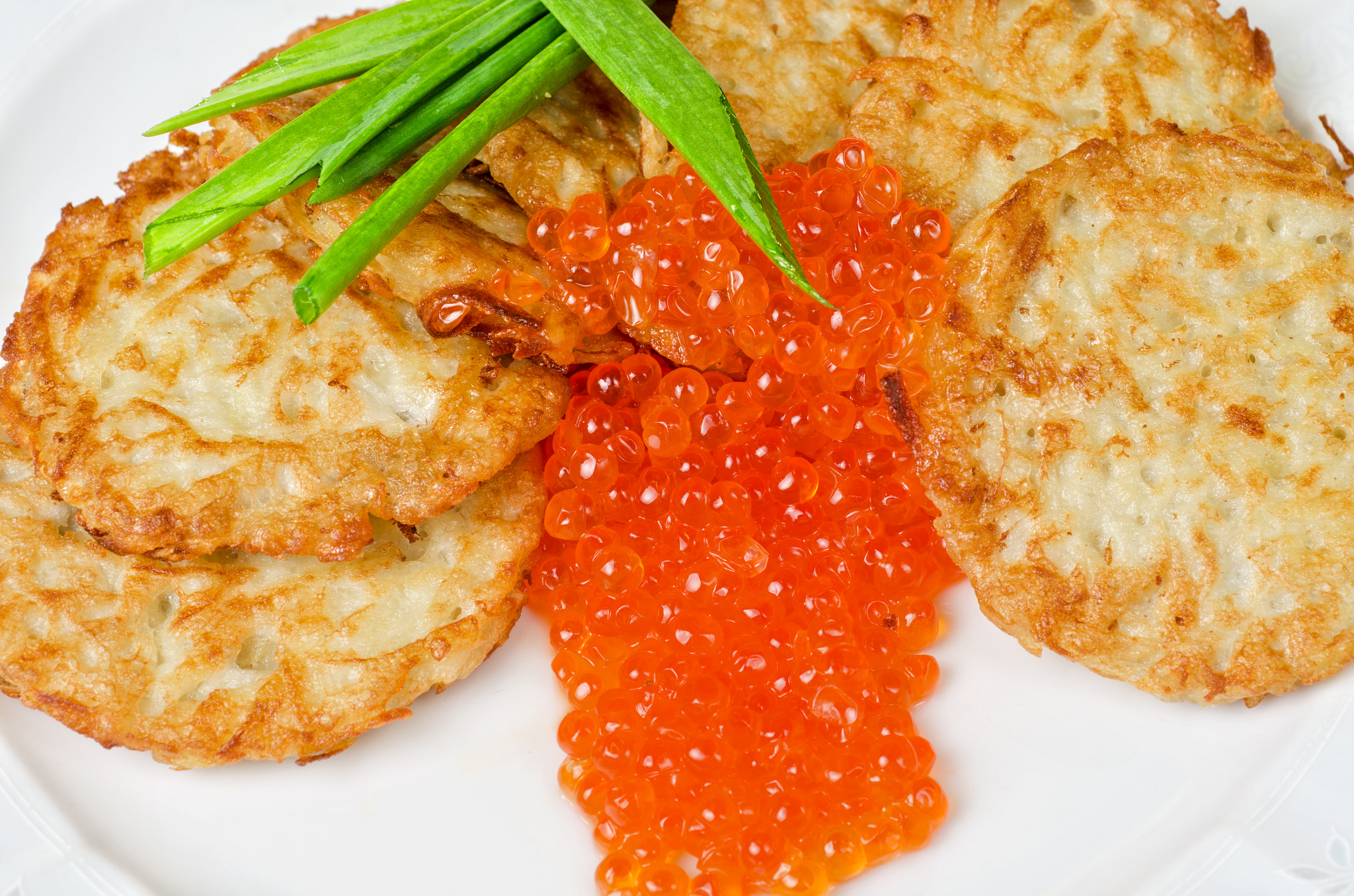 Nikon D7000 + Nikon AF Micro-Nikkor 60mm F2.8D sample photo. Pancakes with red caviar photography