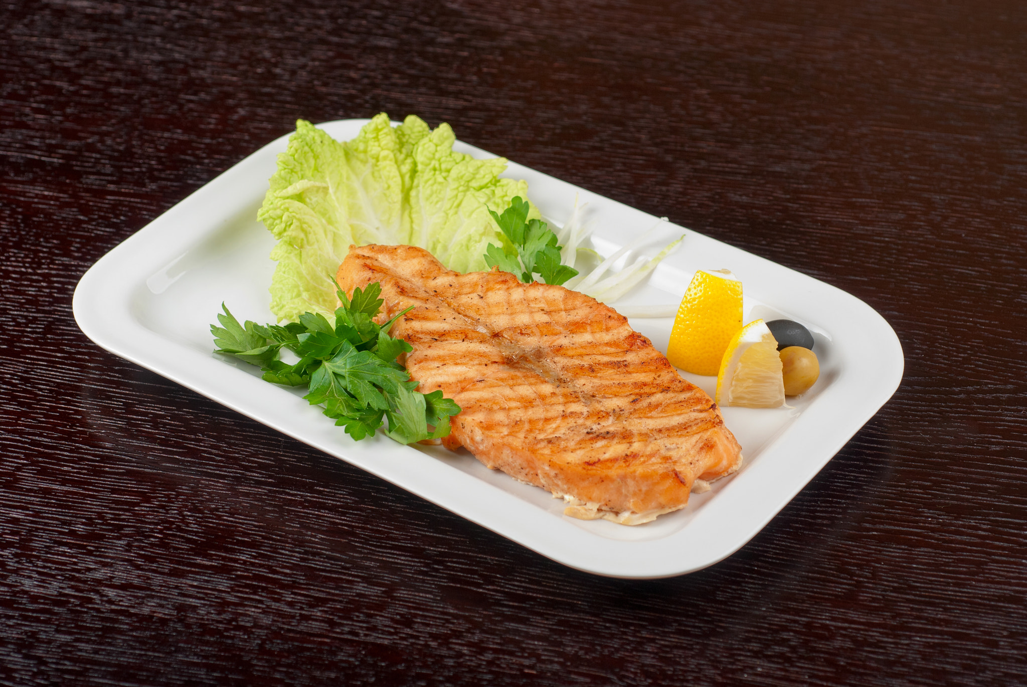 Nikon D80 + Nikon AF Micro-Nikkor 60mm F2.8D sample photo. Grilled salmon steak photography