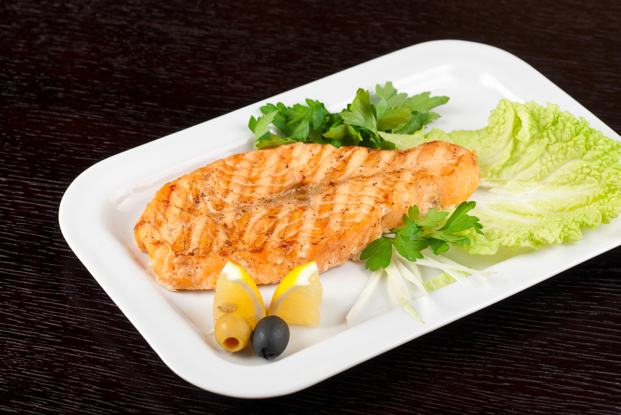 Nikon D80 + Nikon AF Micro-Nikkor 60mm F2.8D sample photo. Grilled salmon steak photography