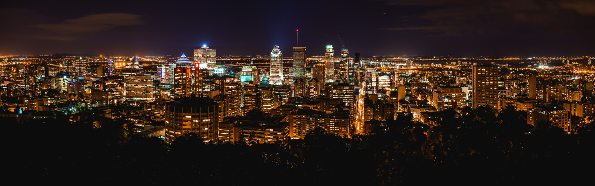 Sony a7 II + Tamron 18-270mm F3.5-6.3 Di II PZD sample photo. Montreal skyline at night photography