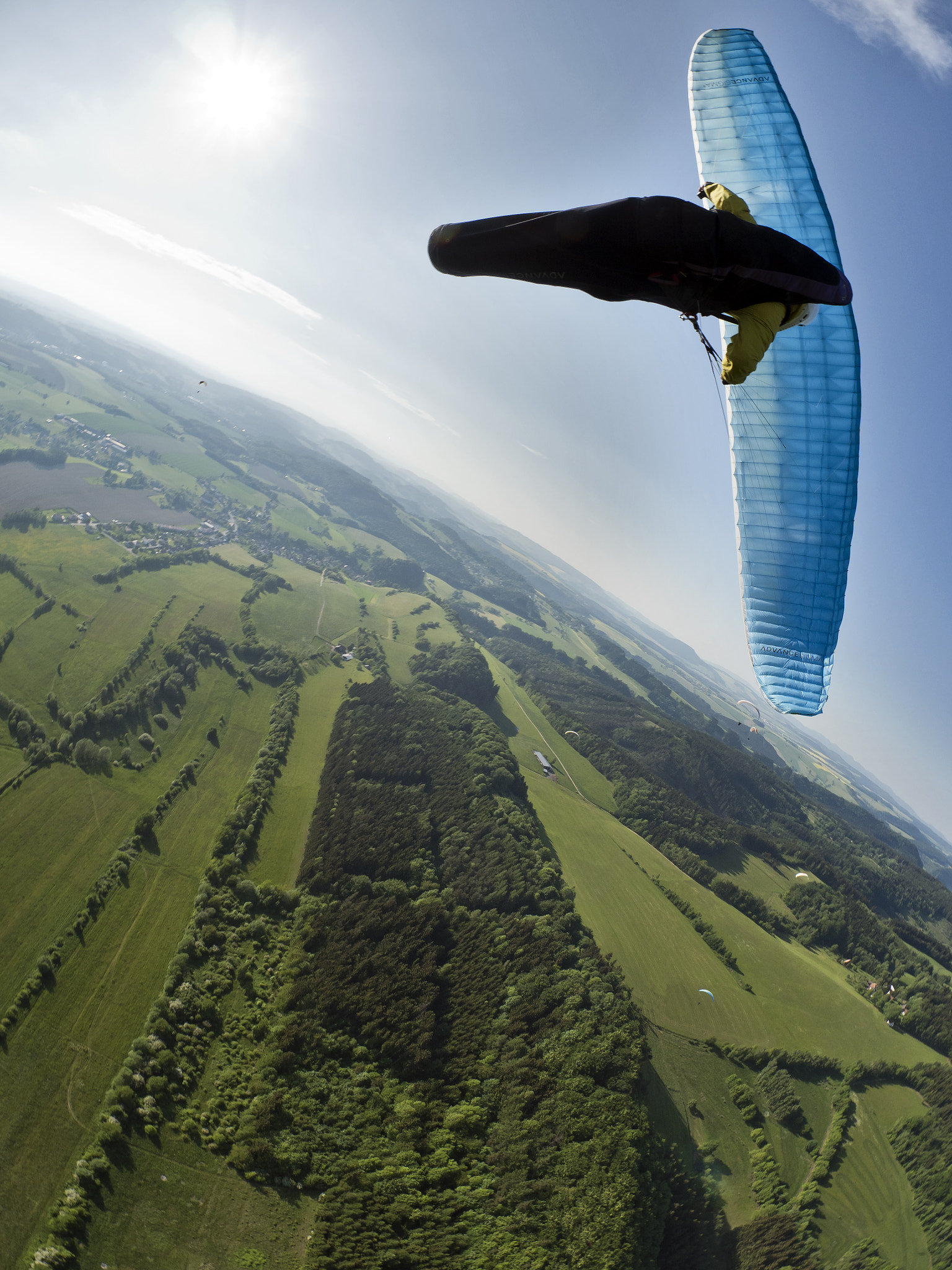 Olympus OM-D E-M5 II + OLYMPUS M.8mm F1.8 sample photo. Paraglide above flatland photography