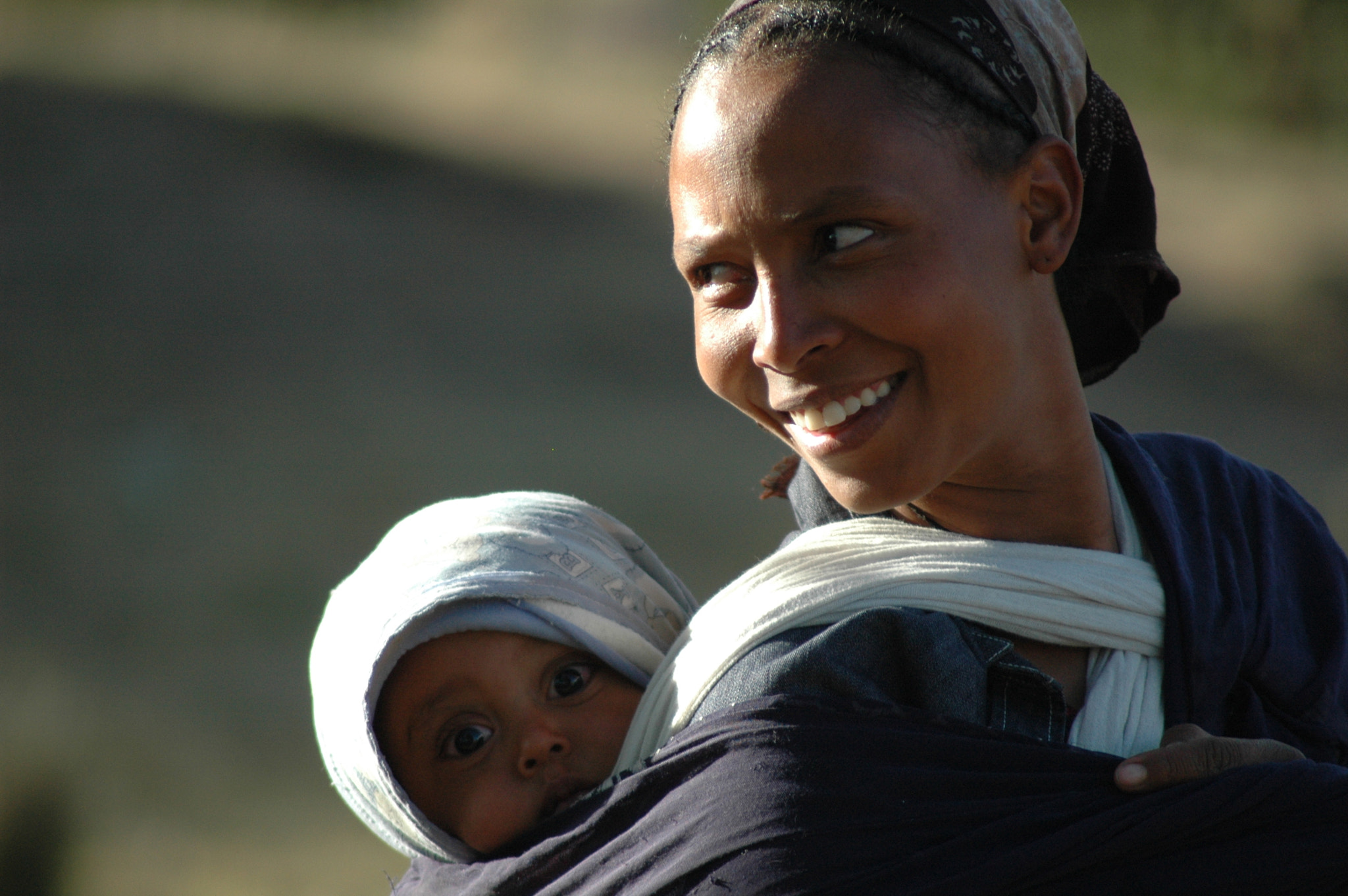 Nikon D70s + Tamron AF 70-300mm F4-5.6 Di LD Macro sample photo. Ethiopia, dessie, beautiful woman, village mom, baby, mother, happiness, love of child, hopeful photography