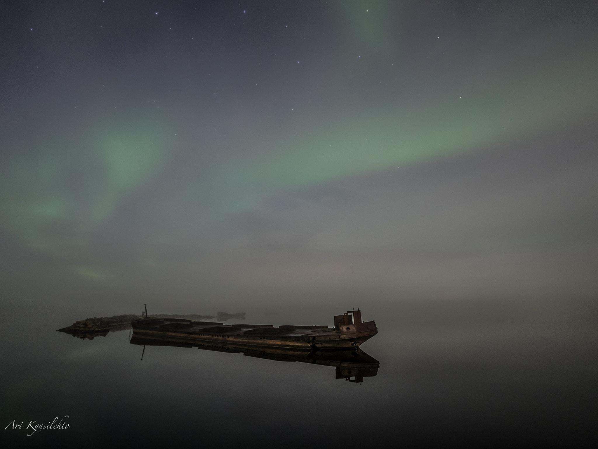 Olympus OM-D E-M1 sample photo. Foggy northern lights photography