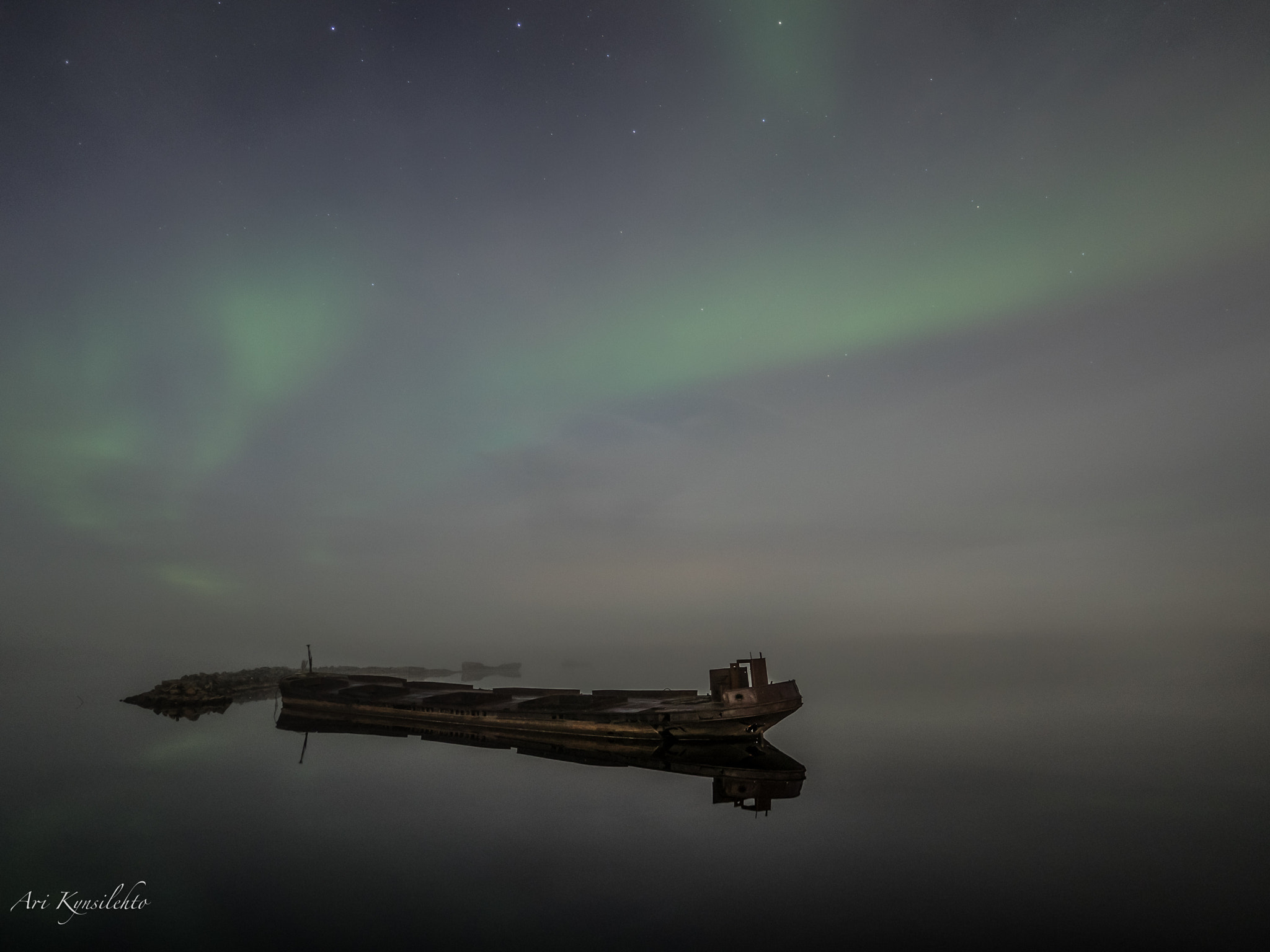 Olympus OM-D E-M1 + OLYMPUS M.12mm F2.0 sample photo. Foggy northern lights photography
