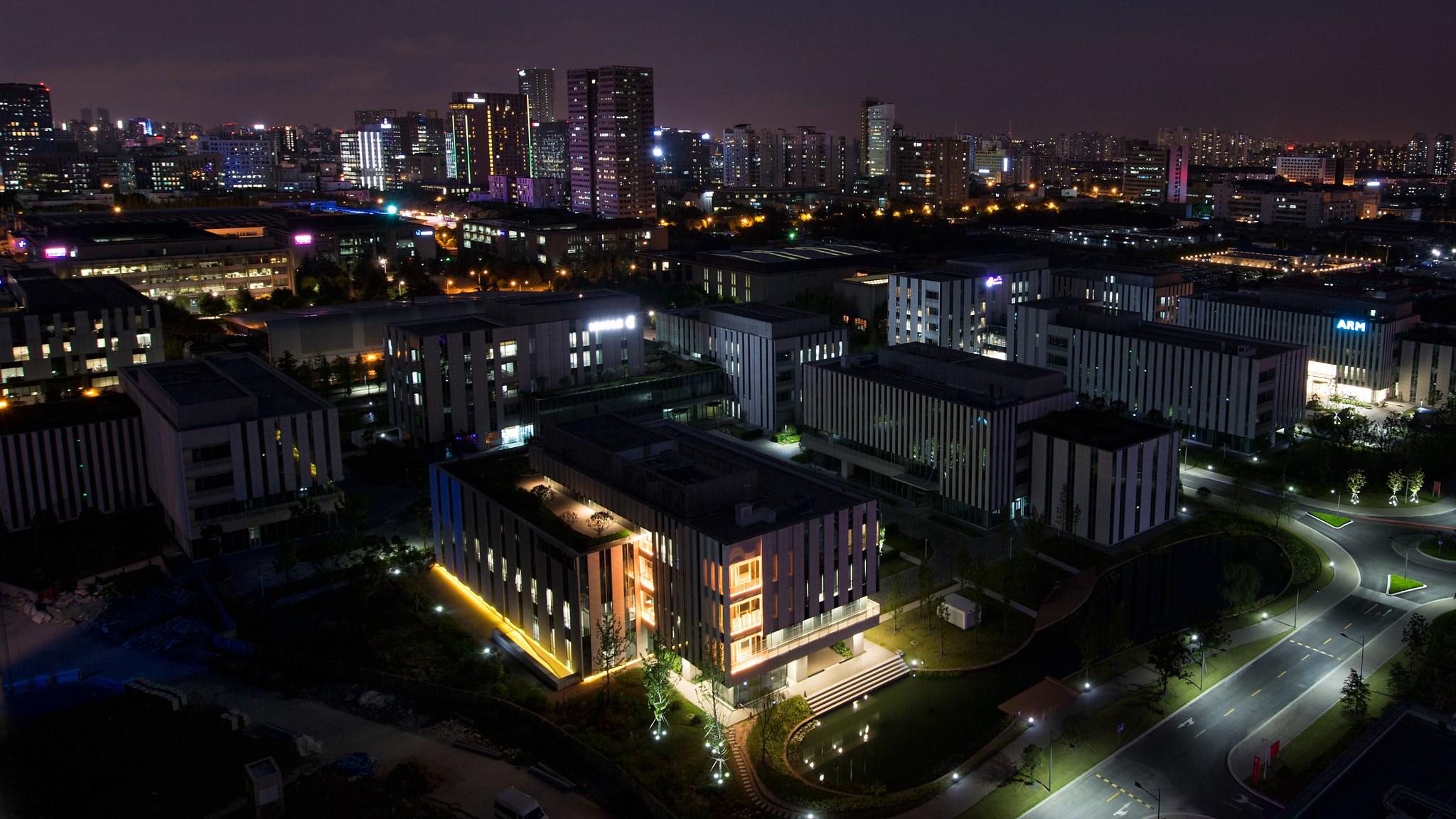 Nikon Df sample photo. A night view of the new business district photography
