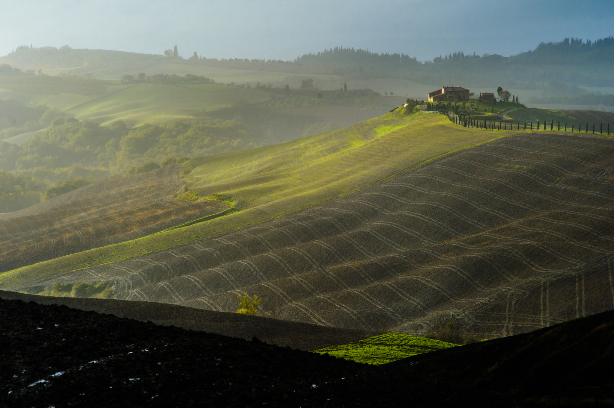 Nikon D700 + AF Nikkor 70-210mm f/4-5.6 sample photo. Rainy day light in val d'orcia photography