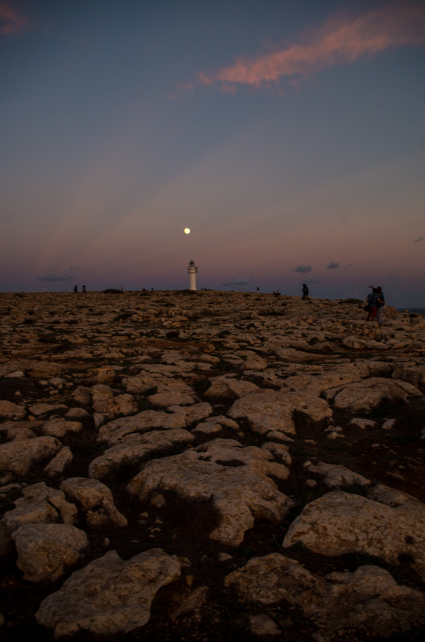 Pentax K-01 sample photo. Moon and lighthouse at formentera photography