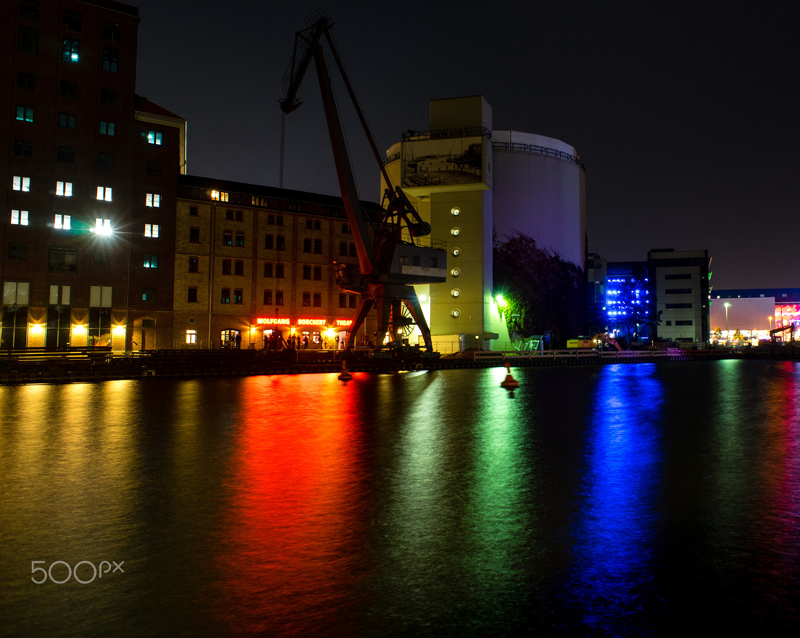 Sony a7 + Minolta AF 24mm F2.8 sample photo. Hafen münster at night photography