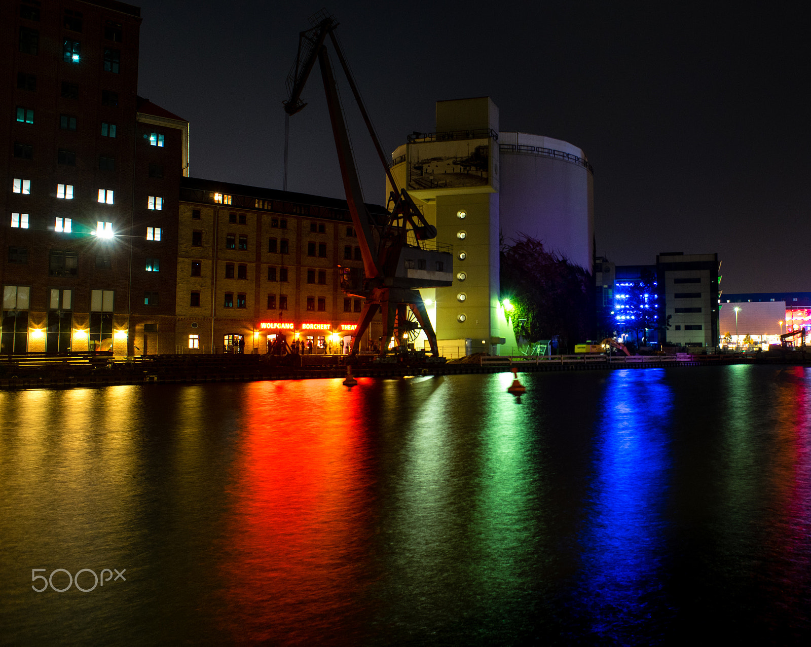 Minolta AF 24mm F2.8 sample photo. Hafen münster at night photography